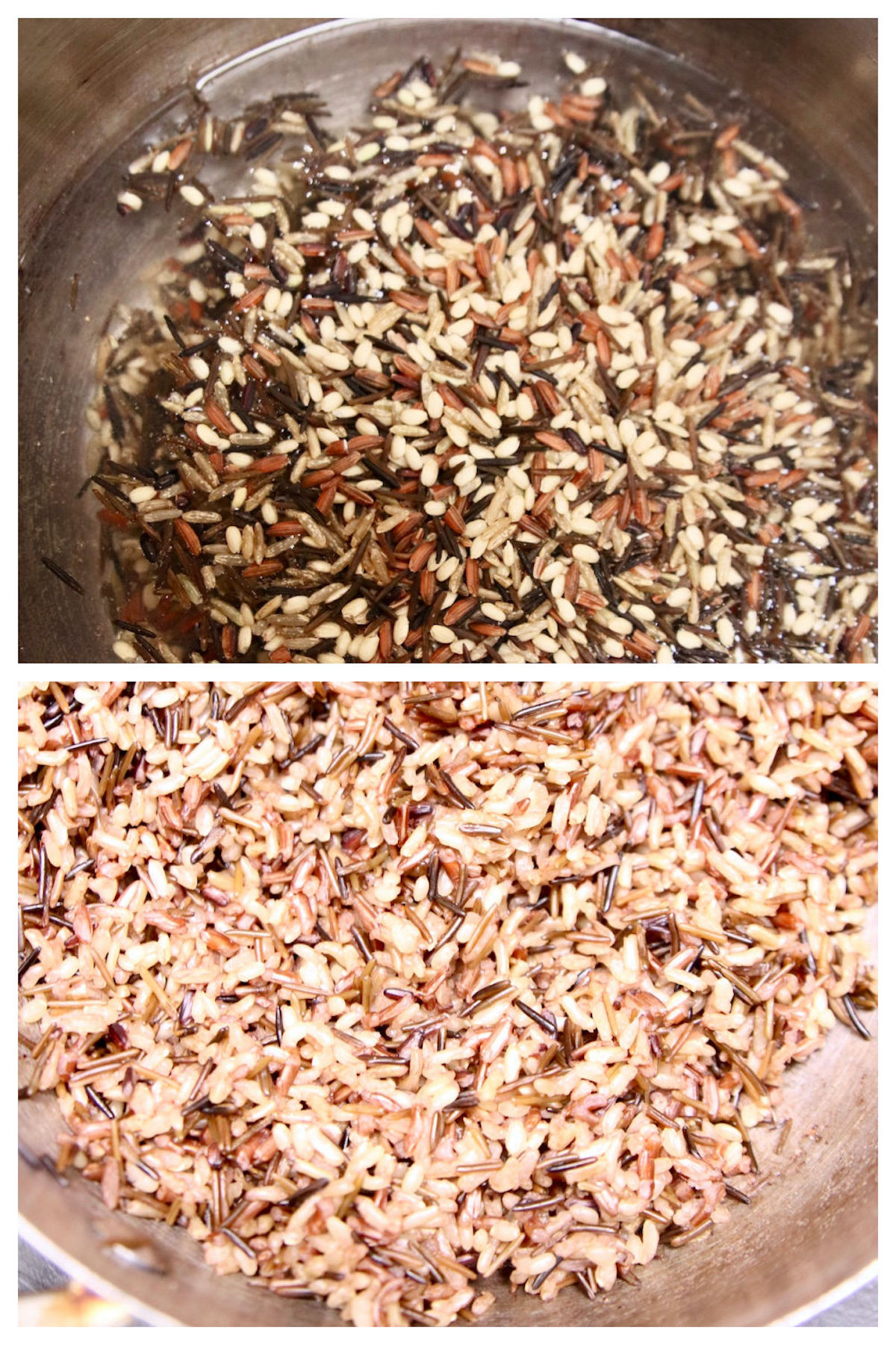 collage of wild rice blend for soup