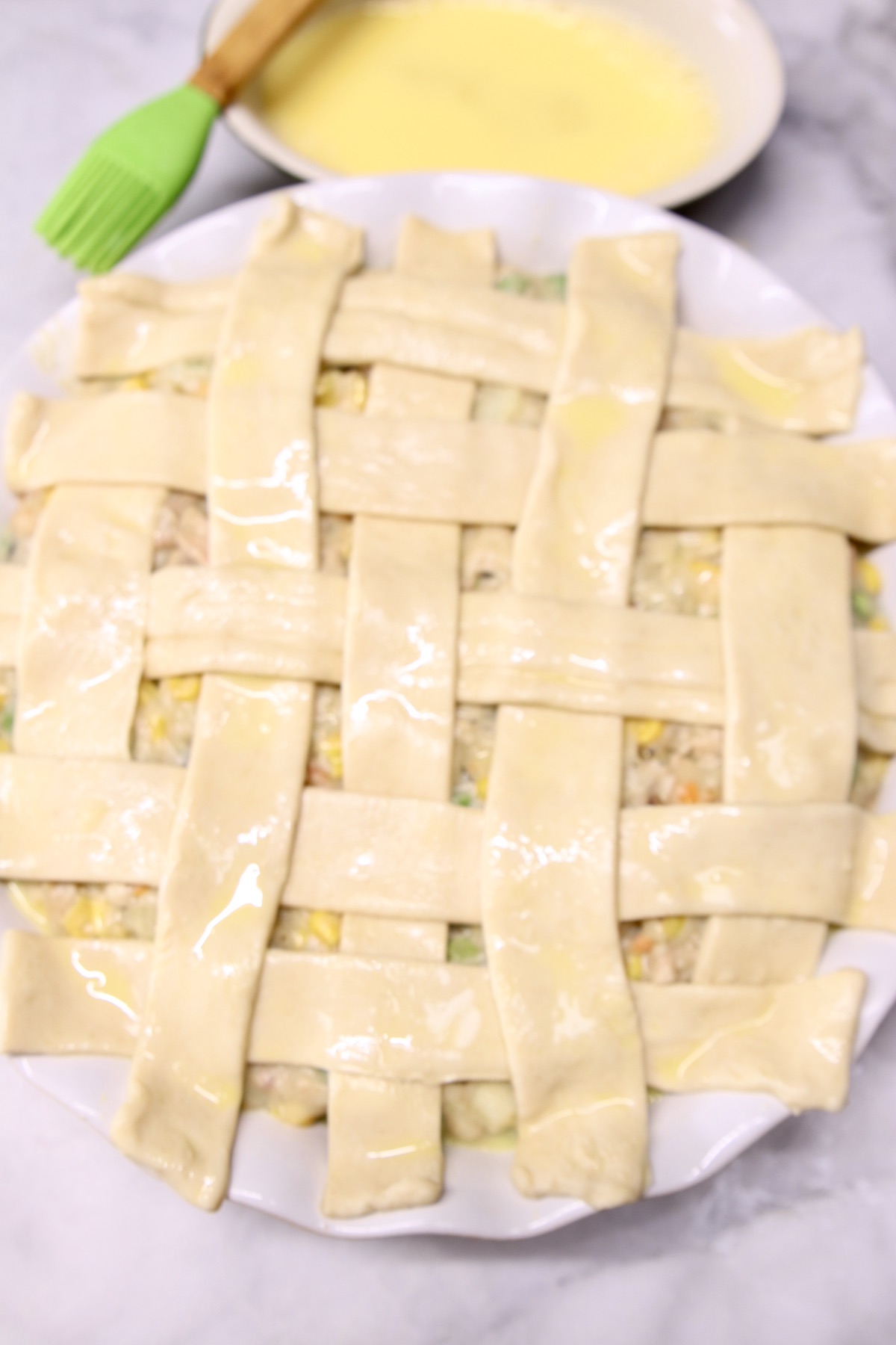 lattice puff pastry over pot pie