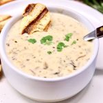 cream of mushroom soup with toasted crostini