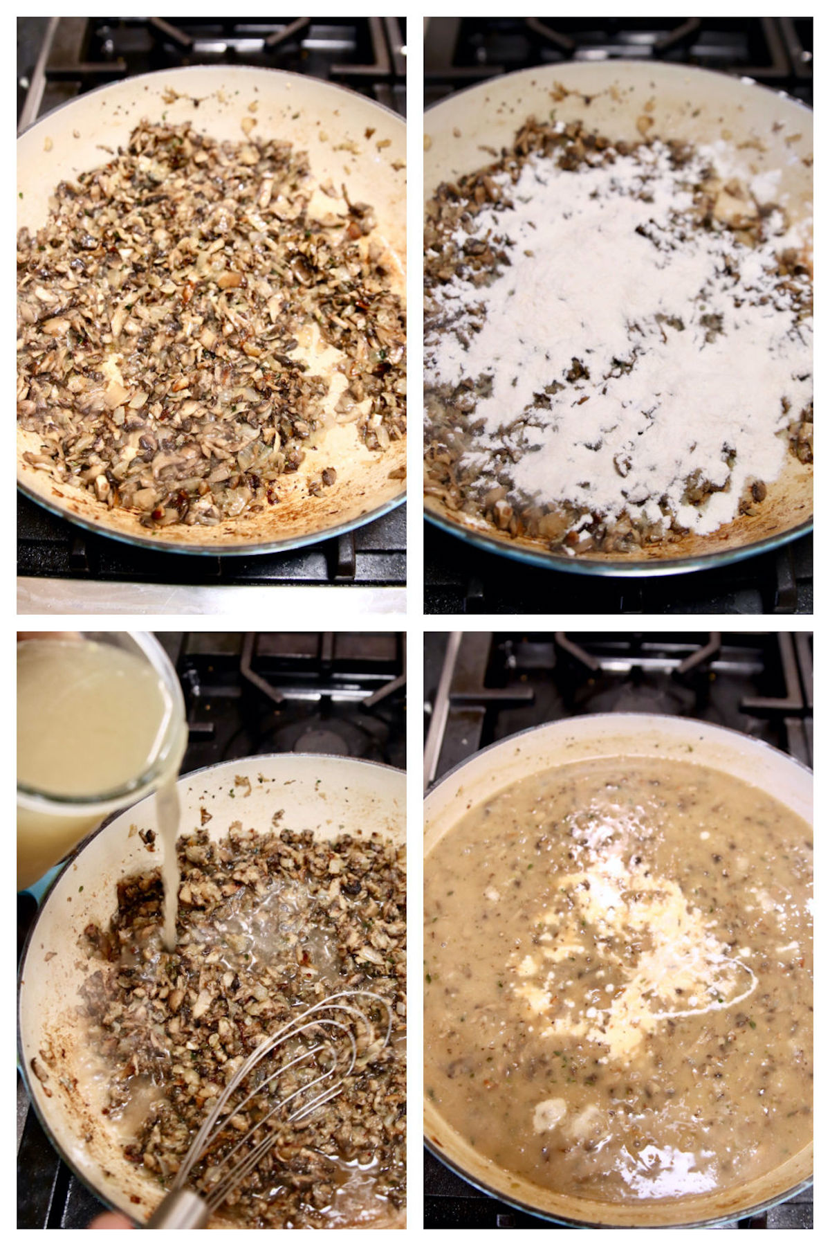making cream of mushroom soup collage