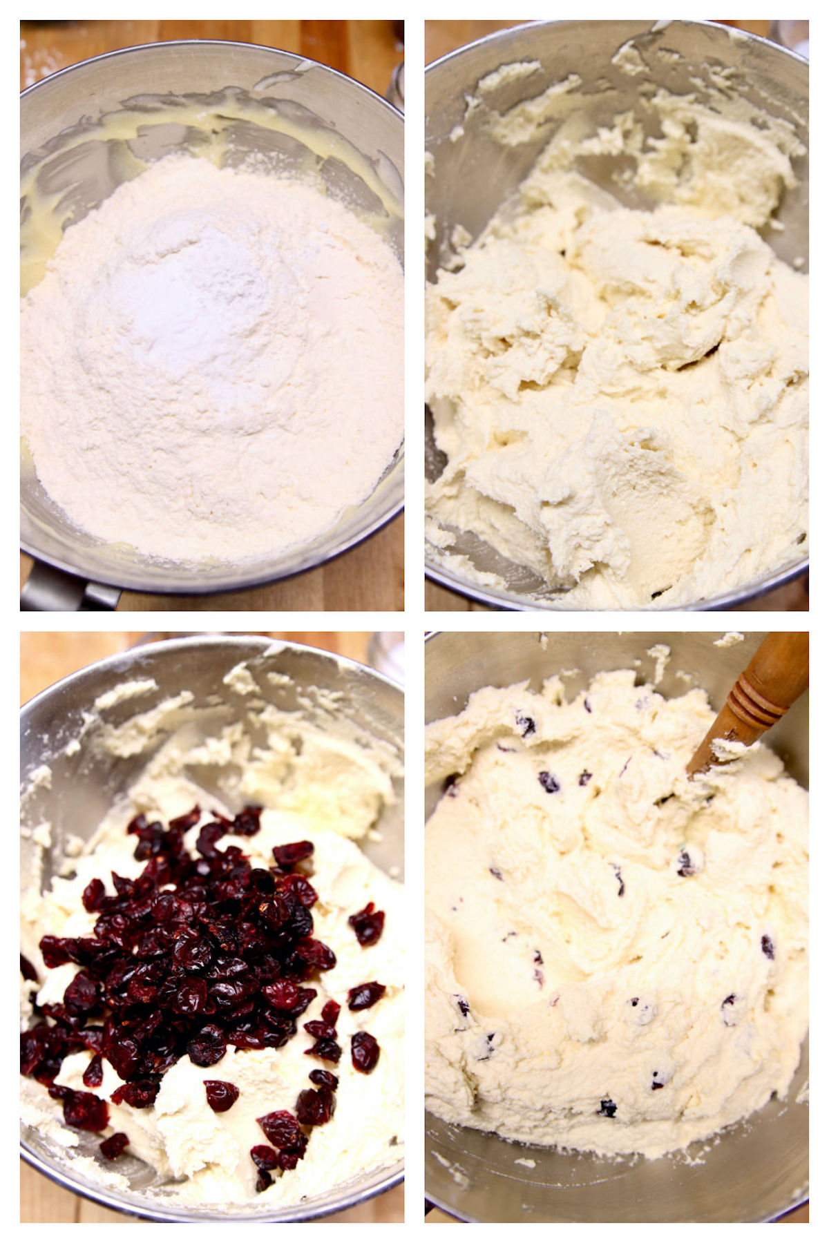 step by step making cranberry orange cookies