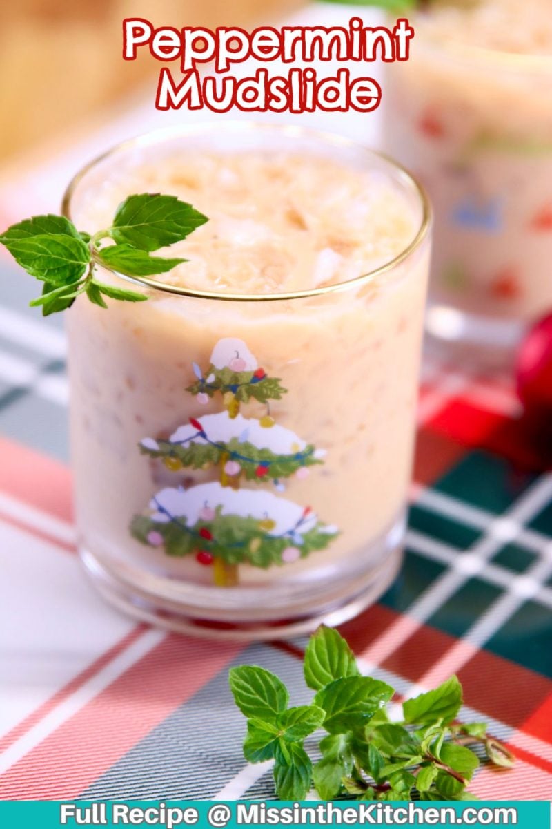 Peppermint Mudslide cocktail - text overlay