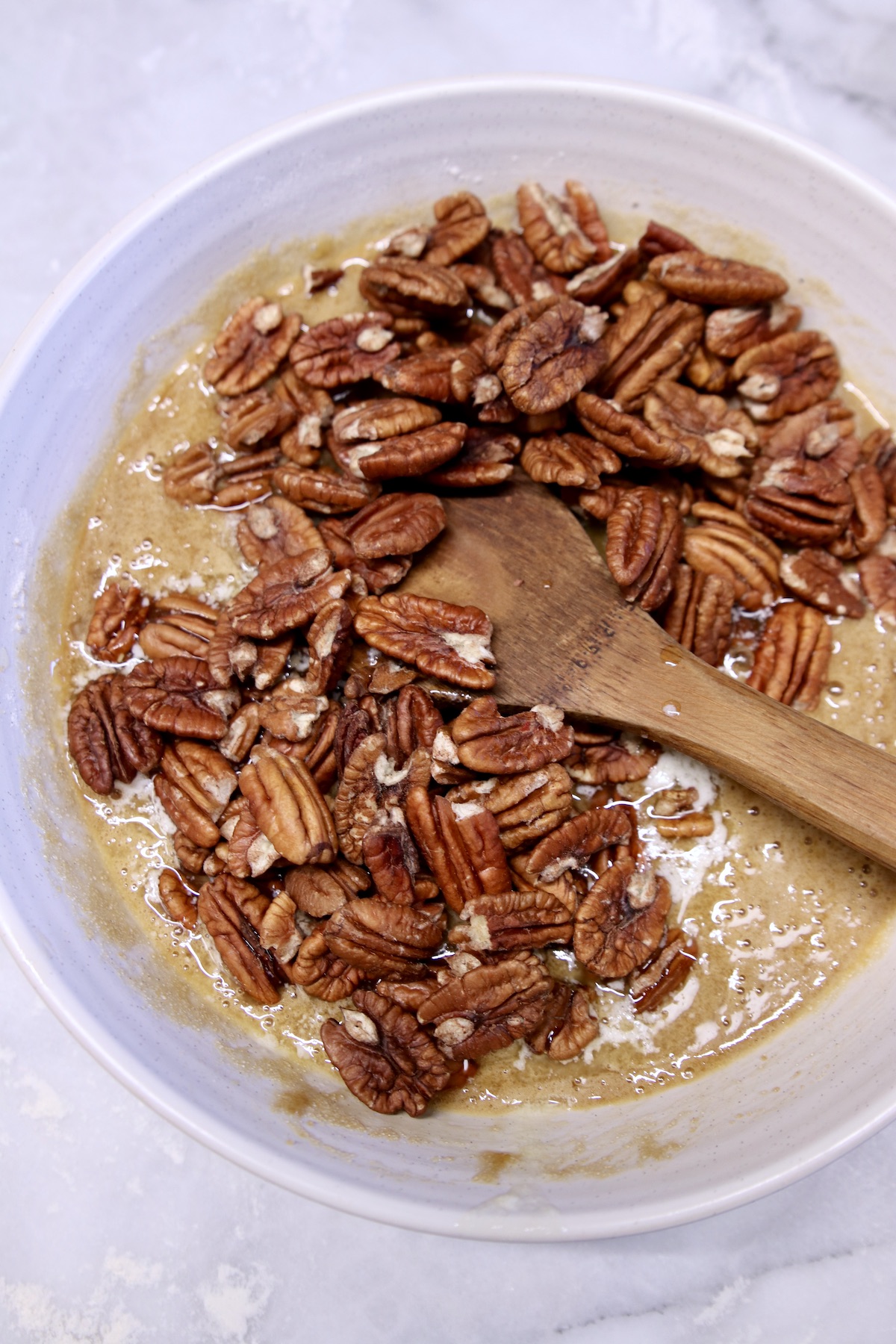 pie filling with pecan halves