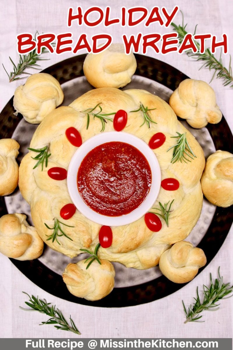 holiday bread wreath - text overlay