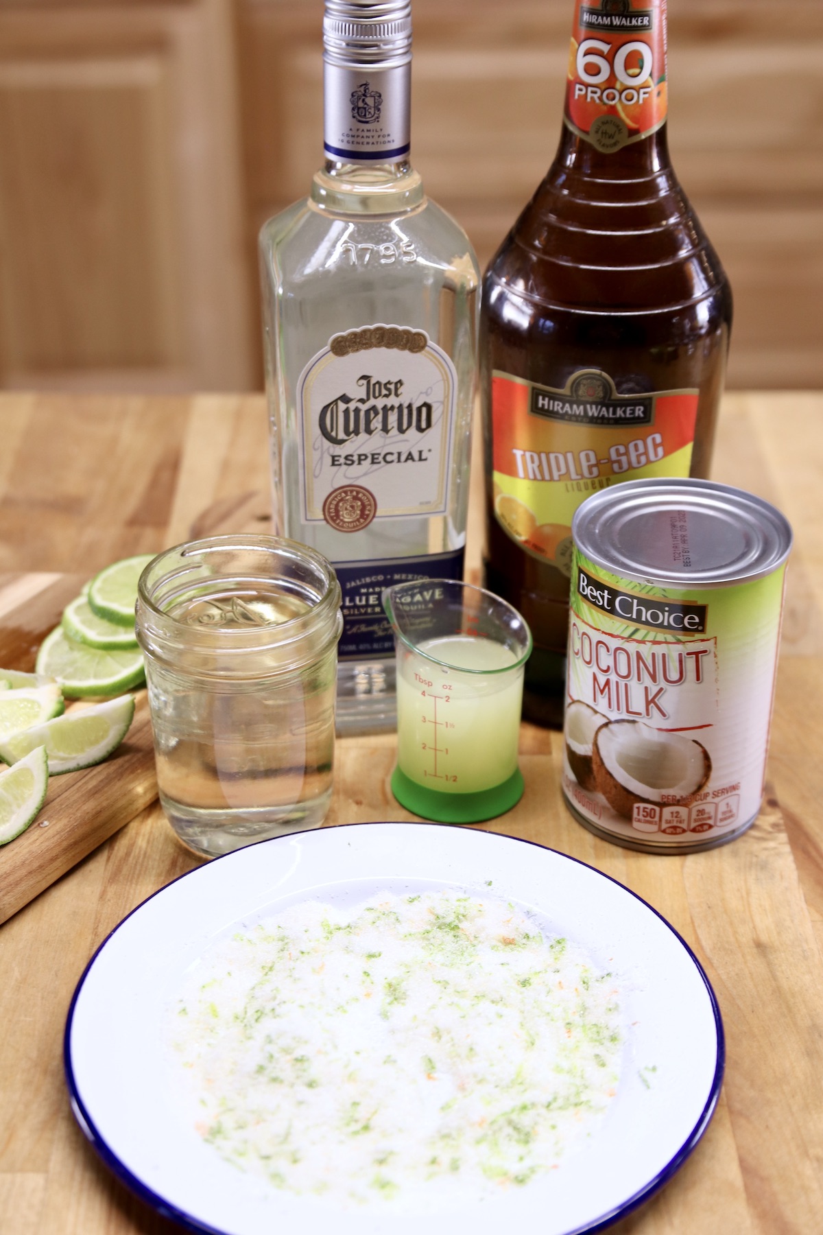 ingredients for White Christmas Coconut Margaritas