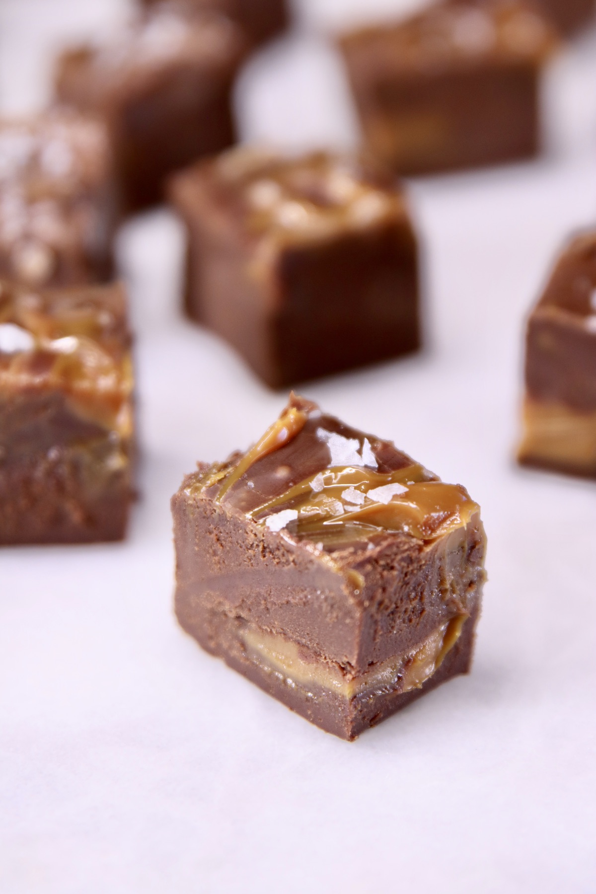 Salted caramel chocolate fudge slices