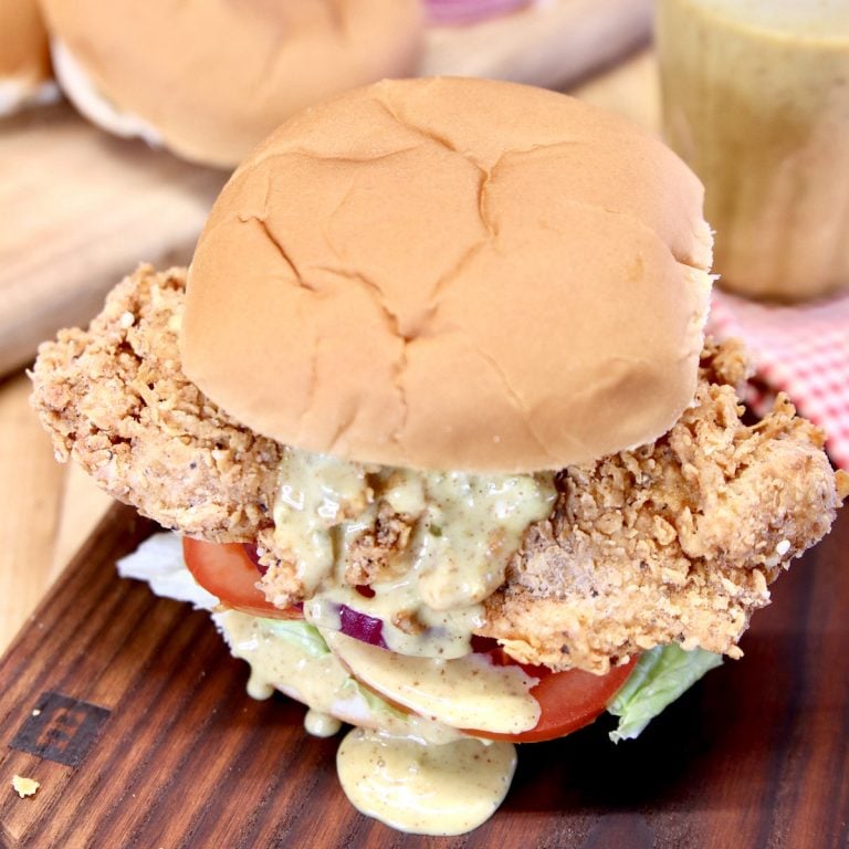 chicken tender sandwich with honey mustard