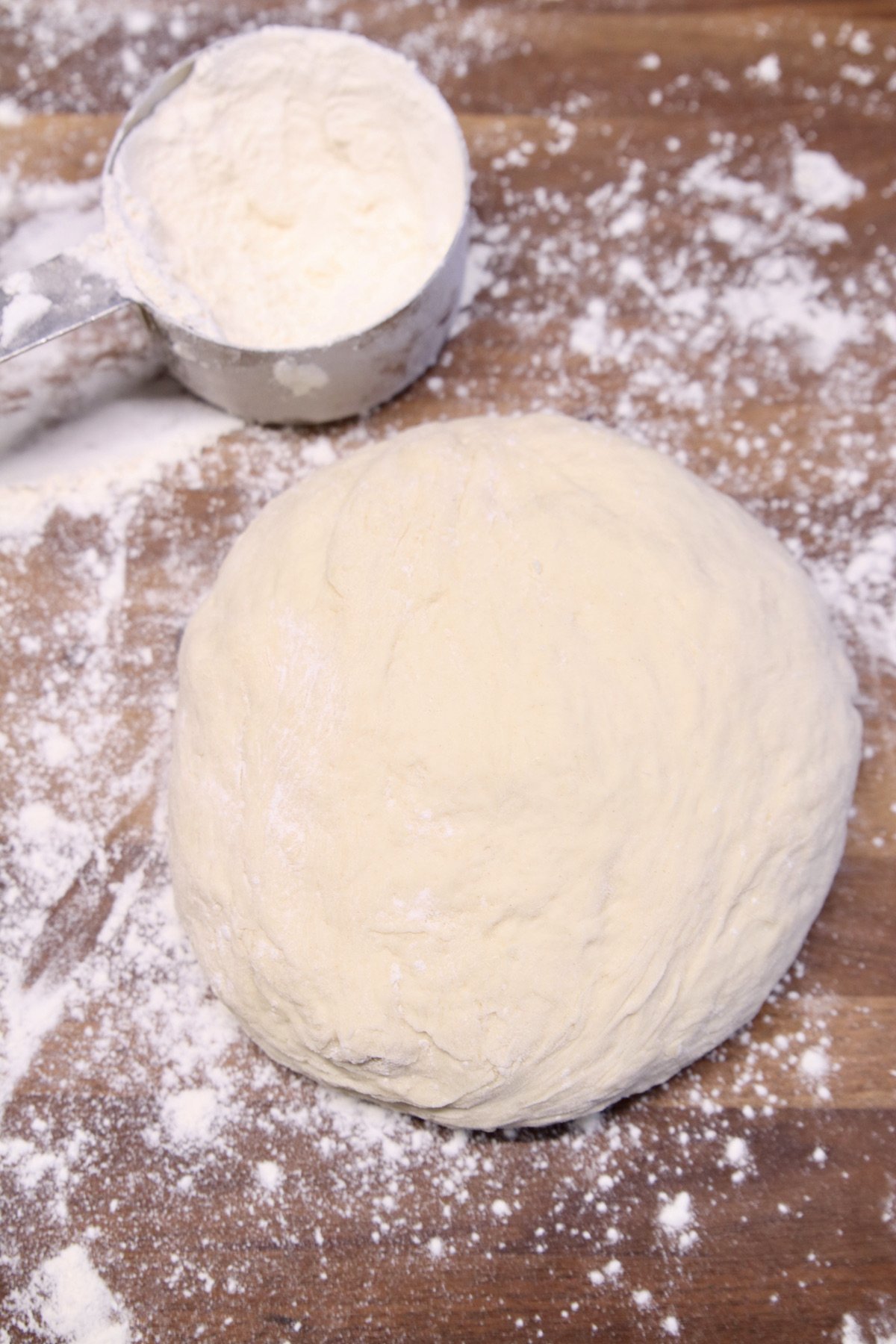 pretzel dough on a floured cutting board