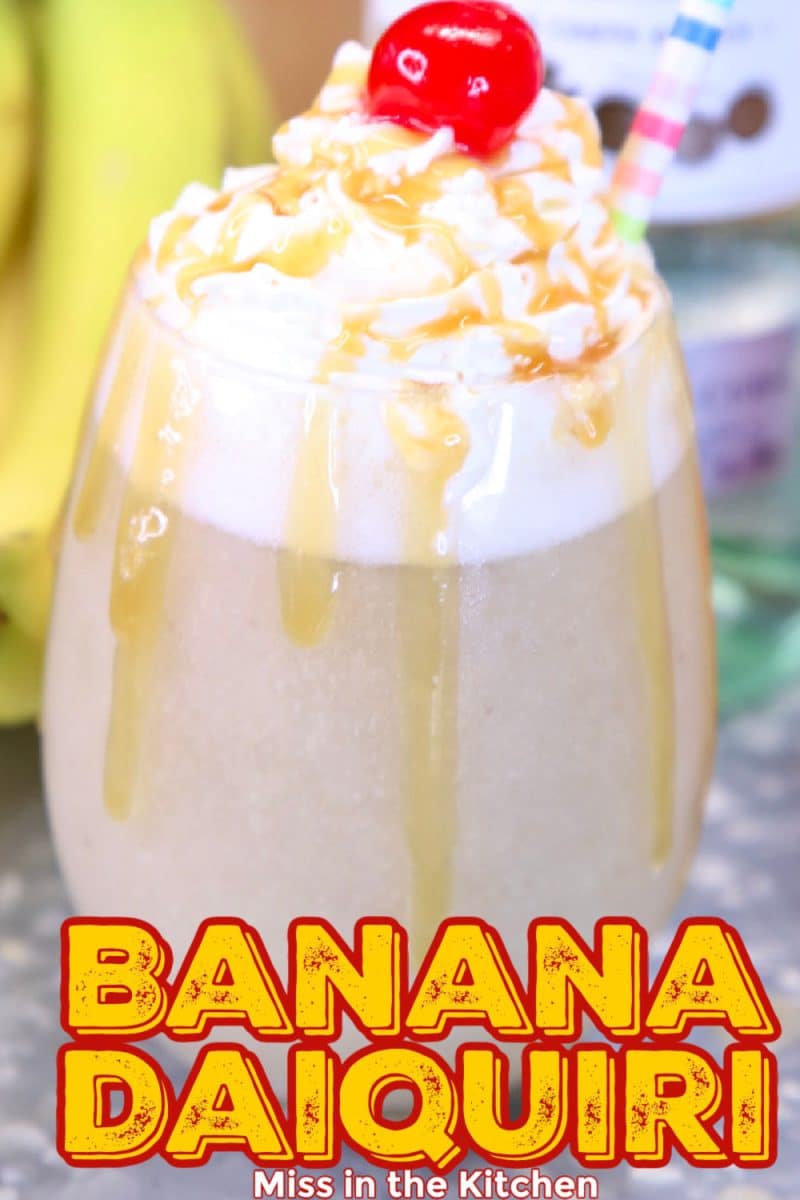 Cocktail glass with banana daiquiri.