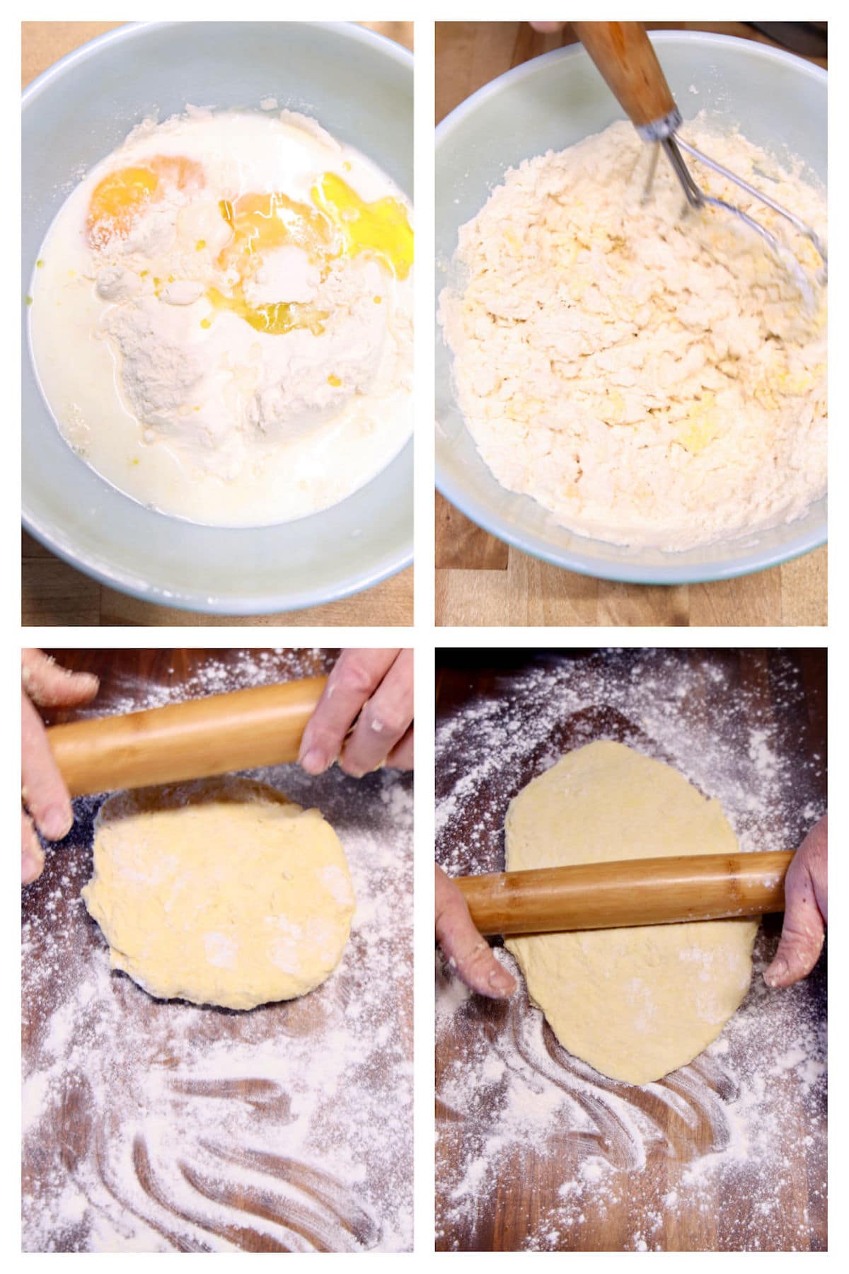 collage making dough for homemade noodles.