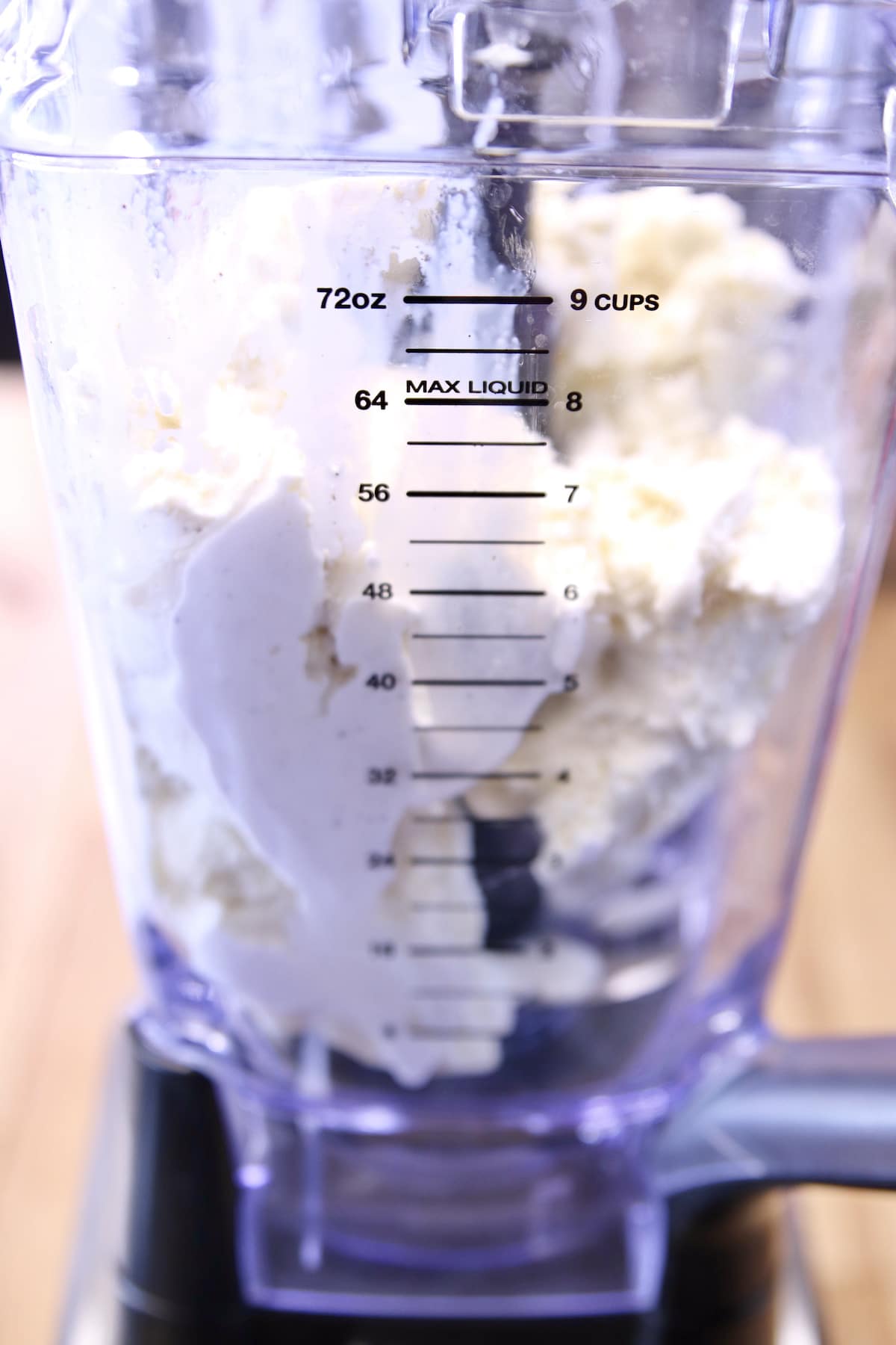 vanilla ice cream in a blender.