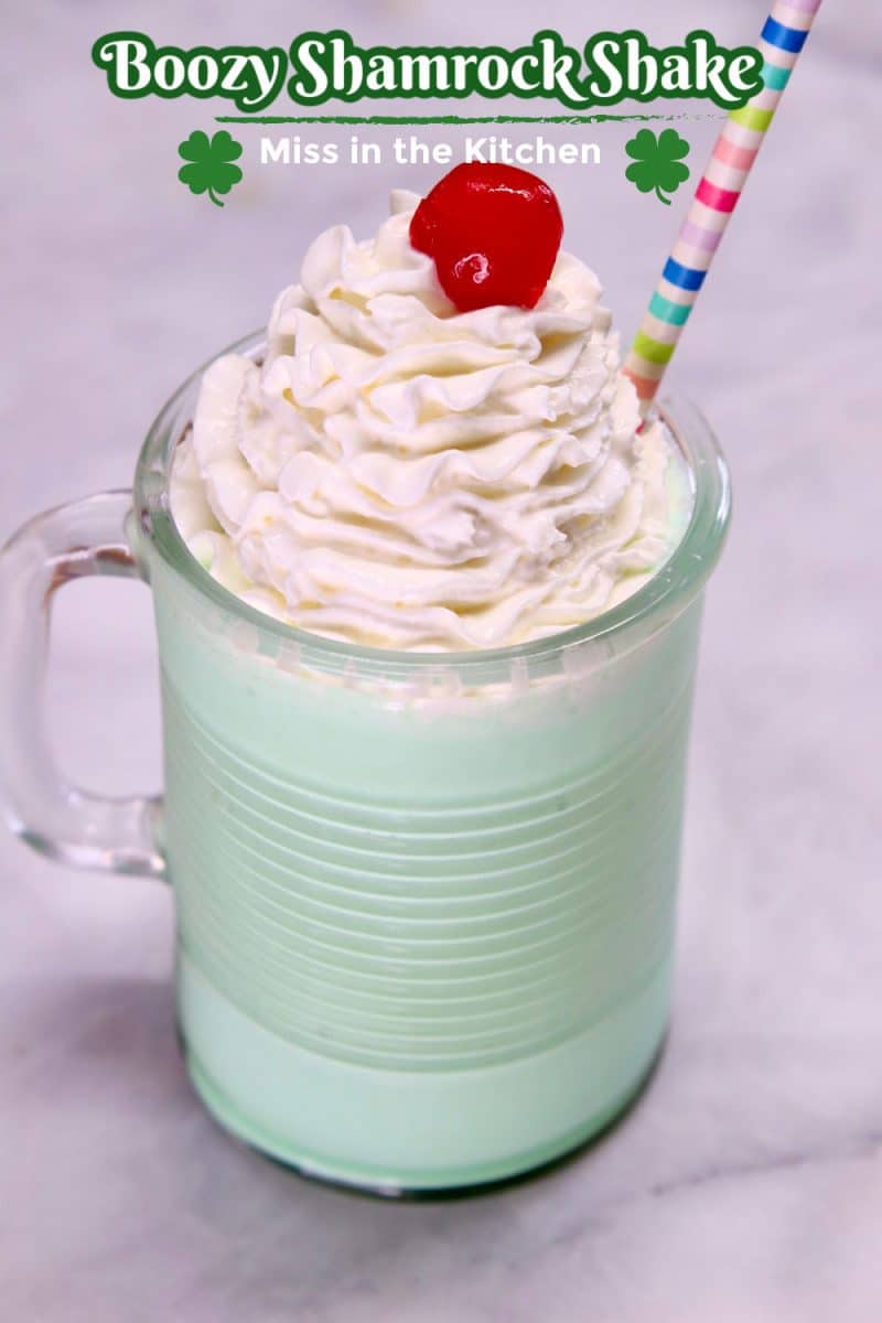 Boozy Shamrock Shakes with text overlay.