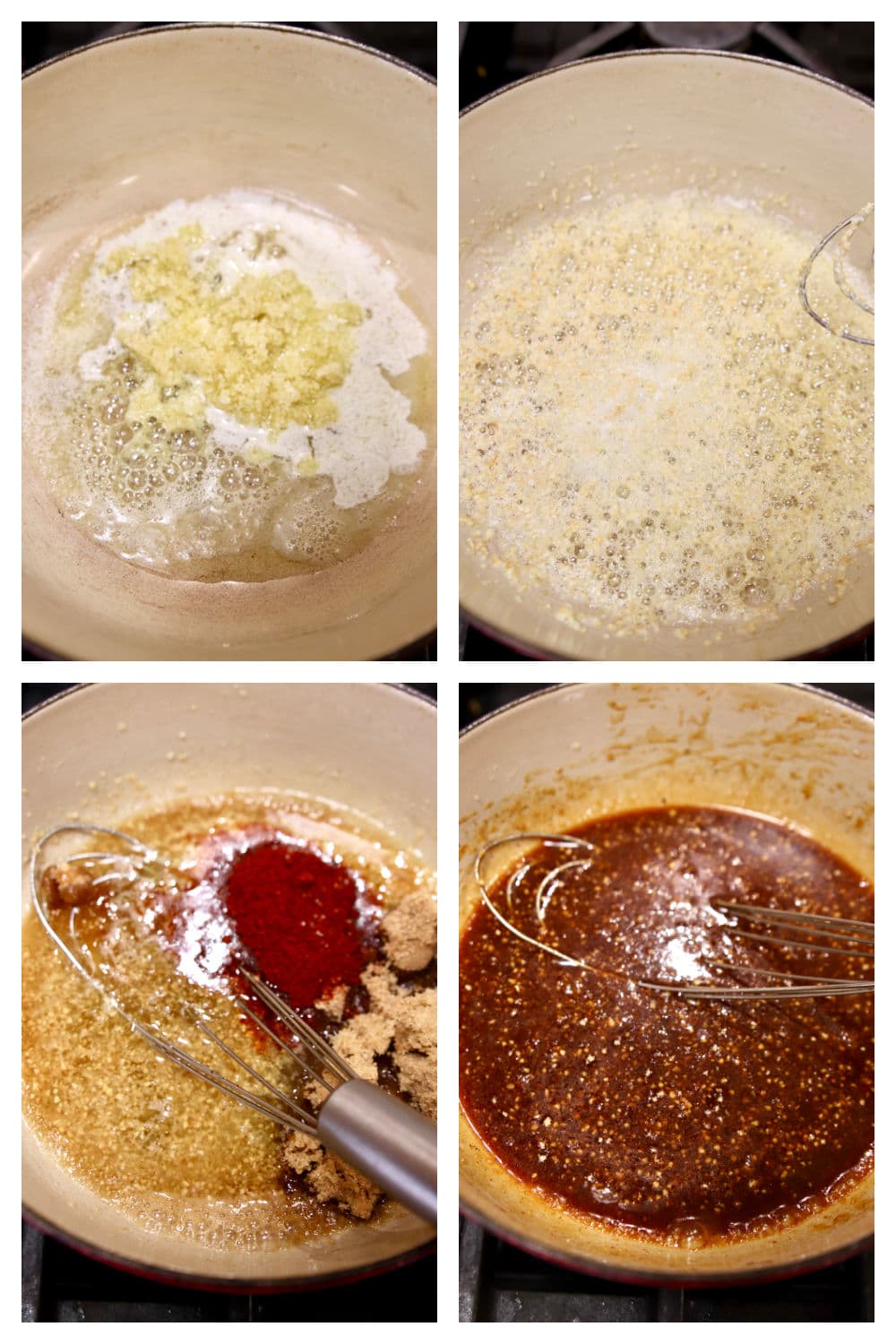 collage making honey garlic sauce.