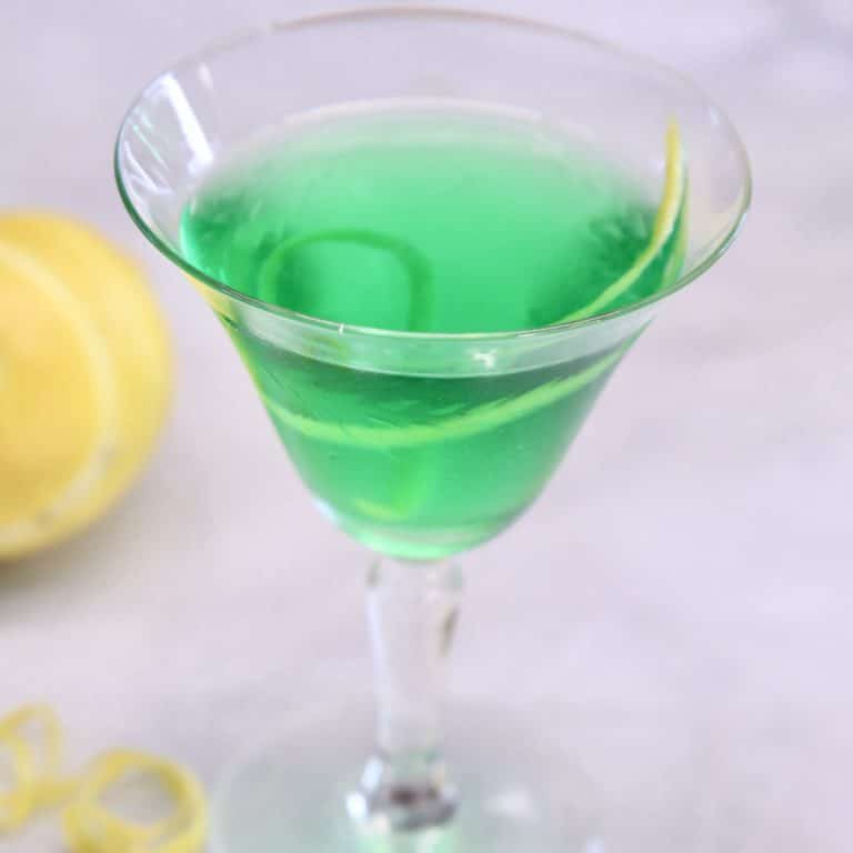 Irish Martini - green cocktail in a coupe glass