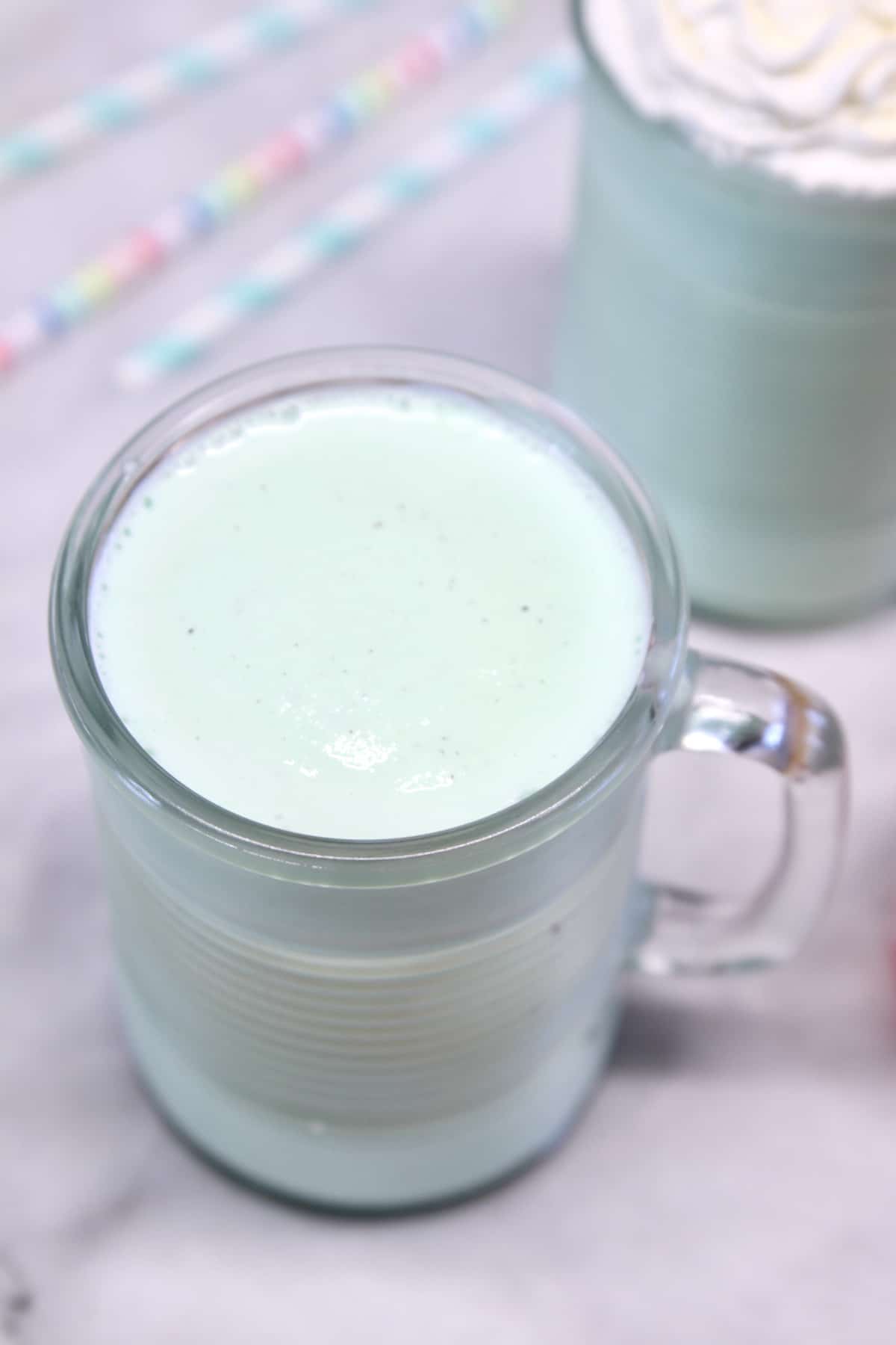 mug with shamrock shake.
