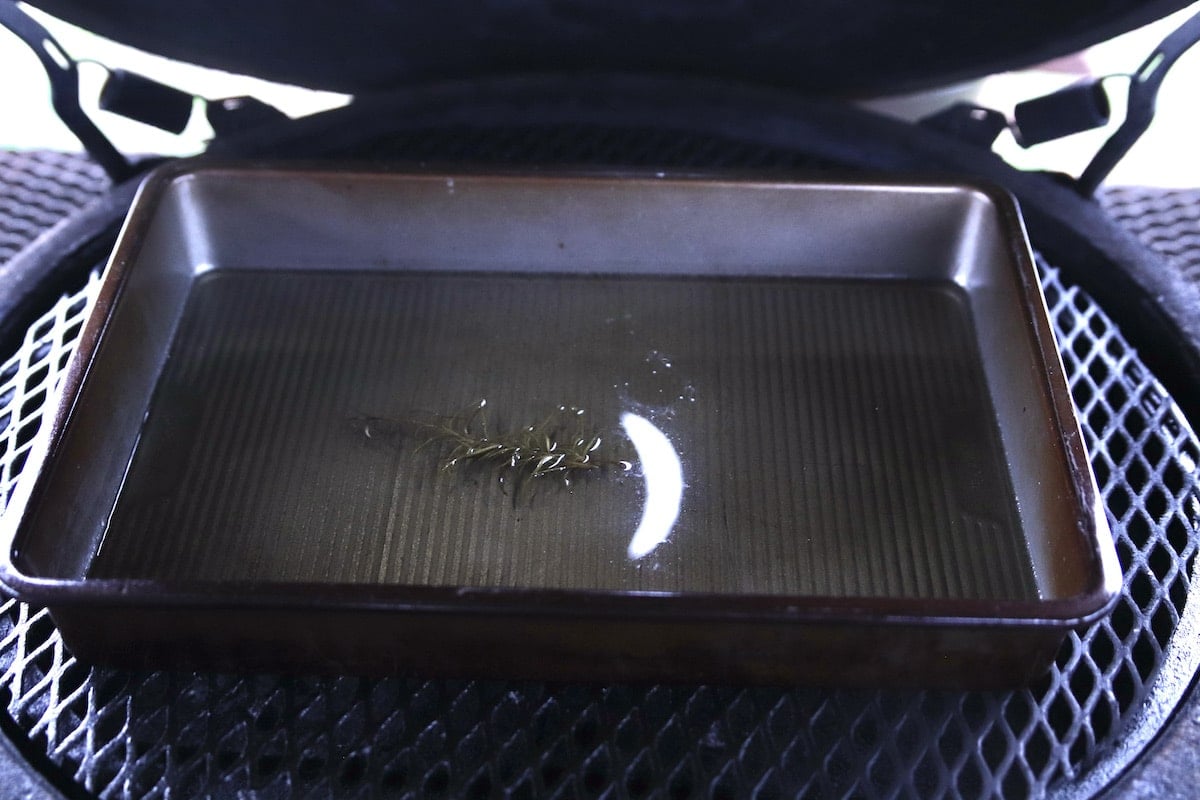 Making simple syrup on a grill. 