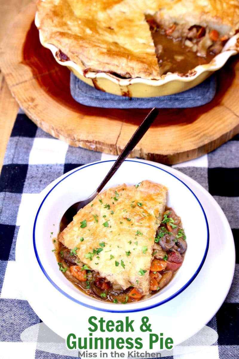 Steak & Guinness Pot Pie with text overlay.