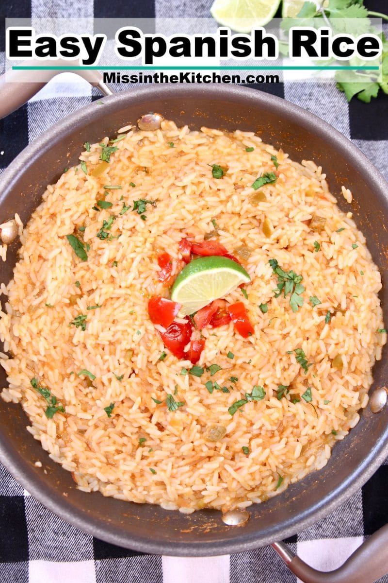Pan of Spanish Rice - text overlay.