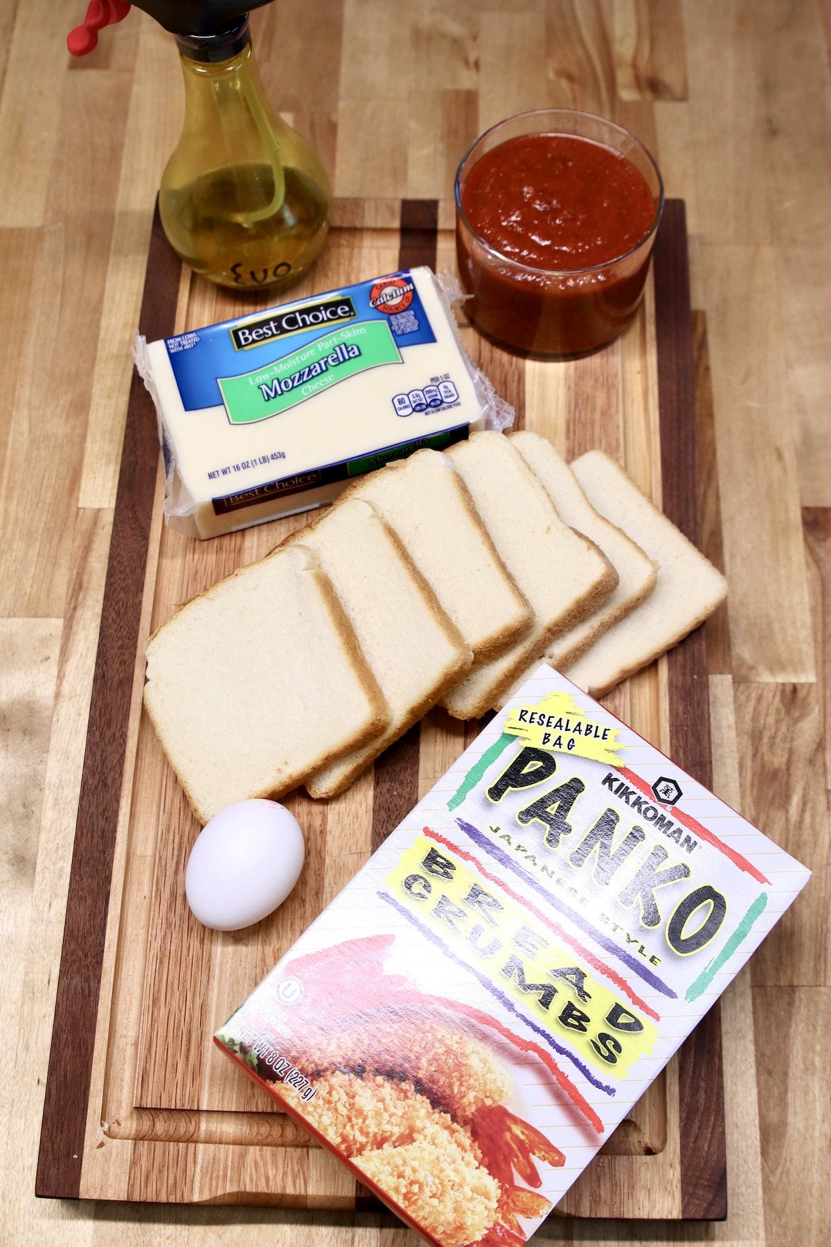 ingredients for air fryer grilled cheese sticks.