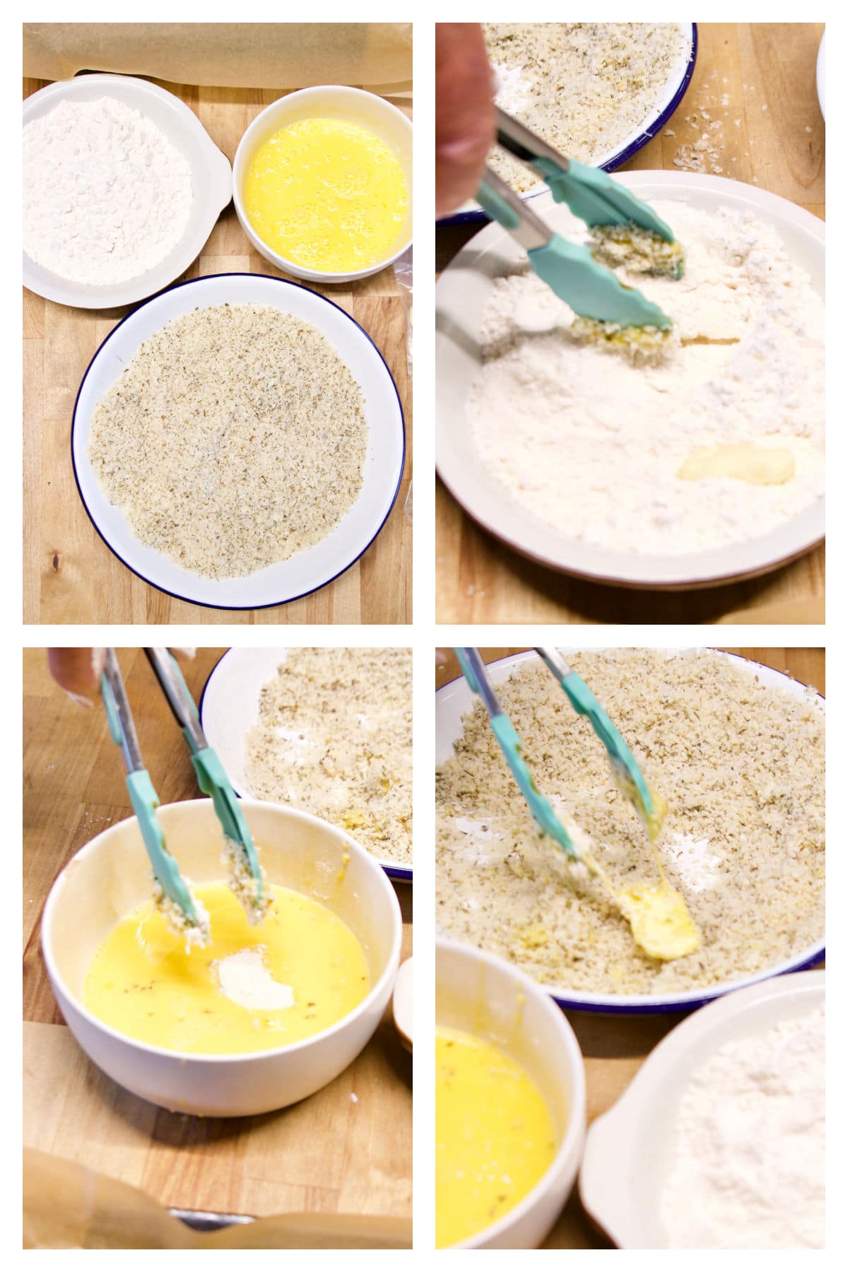 Collage of breading cheese curds. Fried Cheese Curds are crispy and delicious making them the perfect comfort food appetizer. Cheddar cheese curds breaded with herb bread crumbs for an irresistible bite sized appetizer.