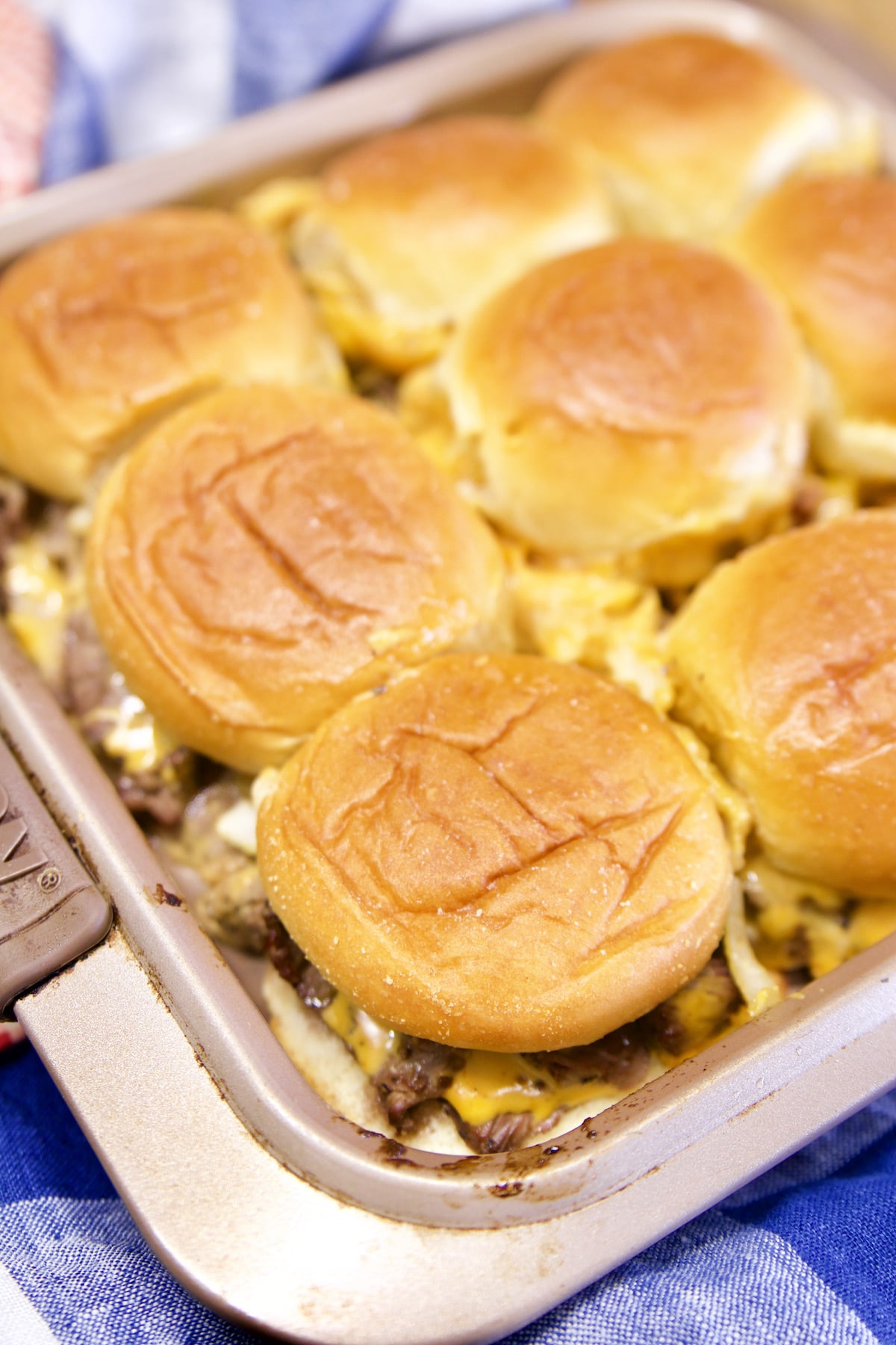 Baked sliders with steak.