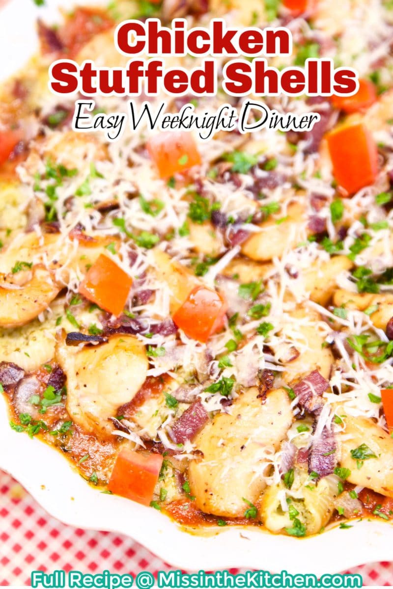 Chicken Stuffed Pasta Shells - text overlay.