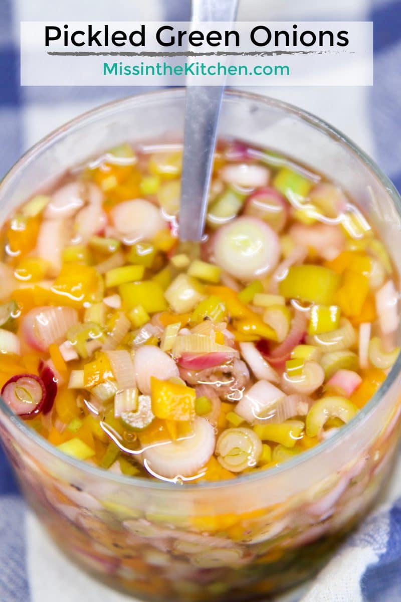 Pickled Green Onions - text overlay.