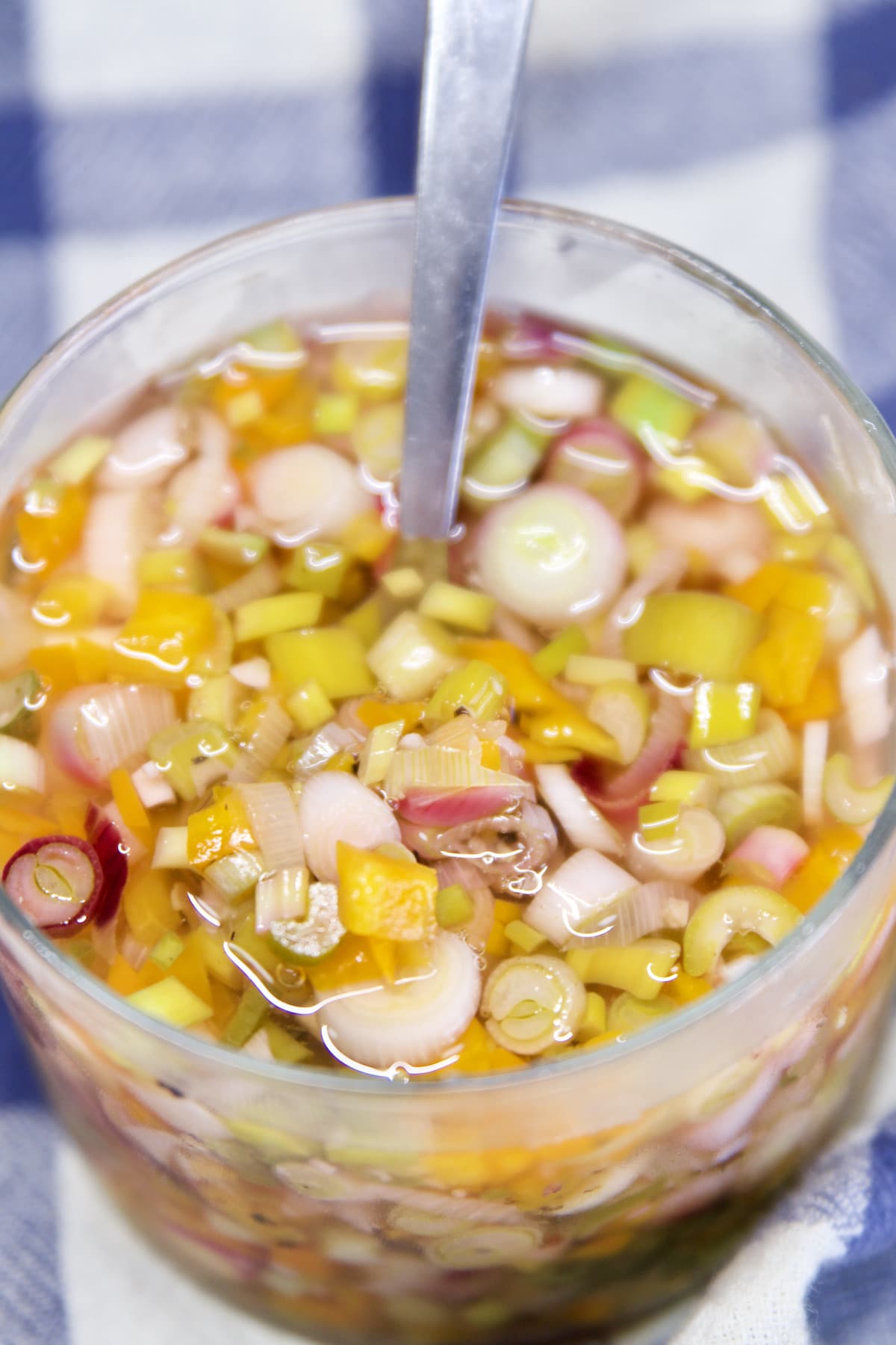 Jar of pickled onion relish.