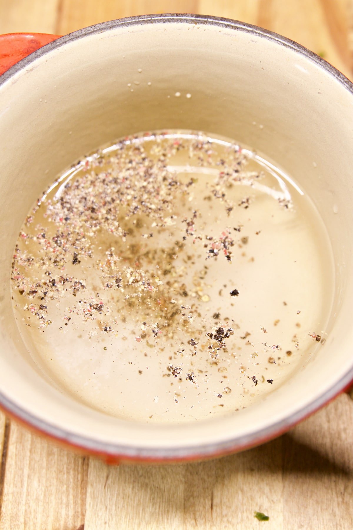 saucepan with sugar, vinegar, salt & pepper