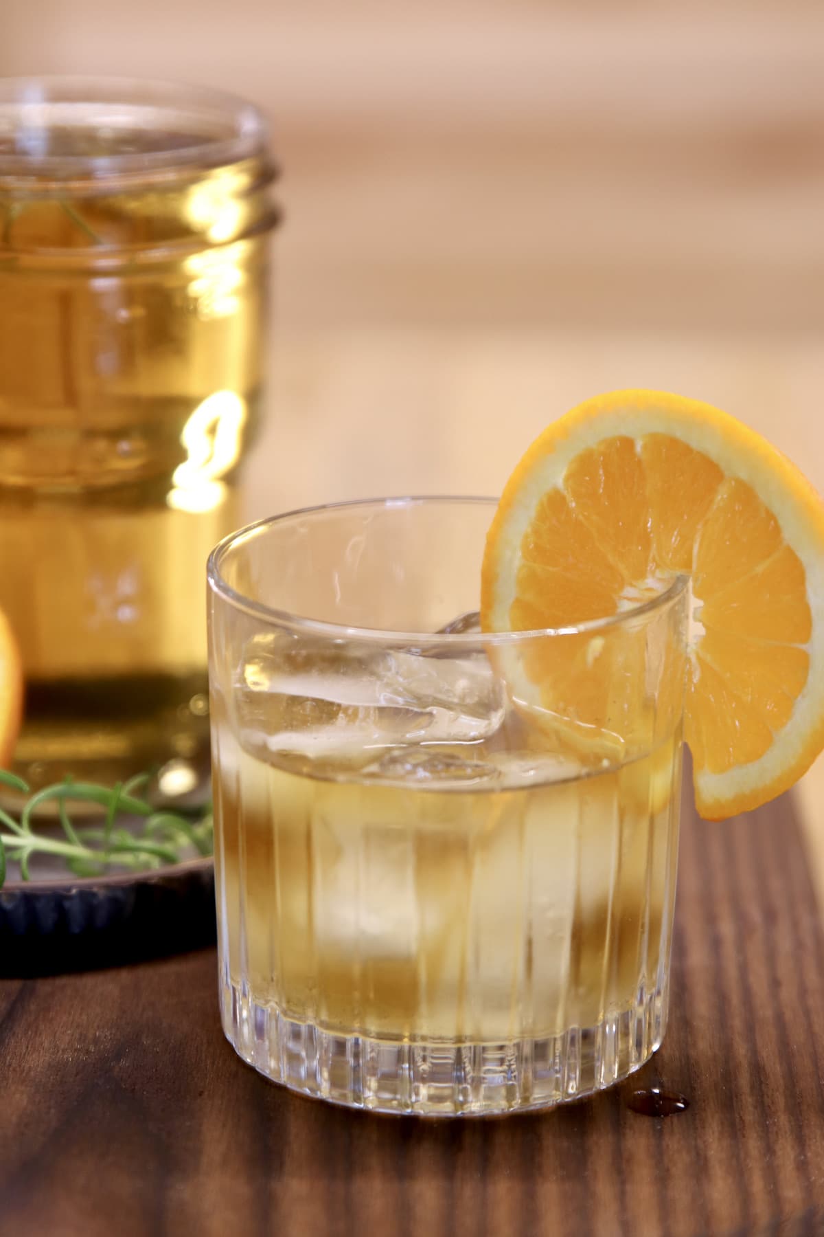 cocktail made with smoked simple syrup.