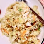 Plated ramen slaw with almonds.