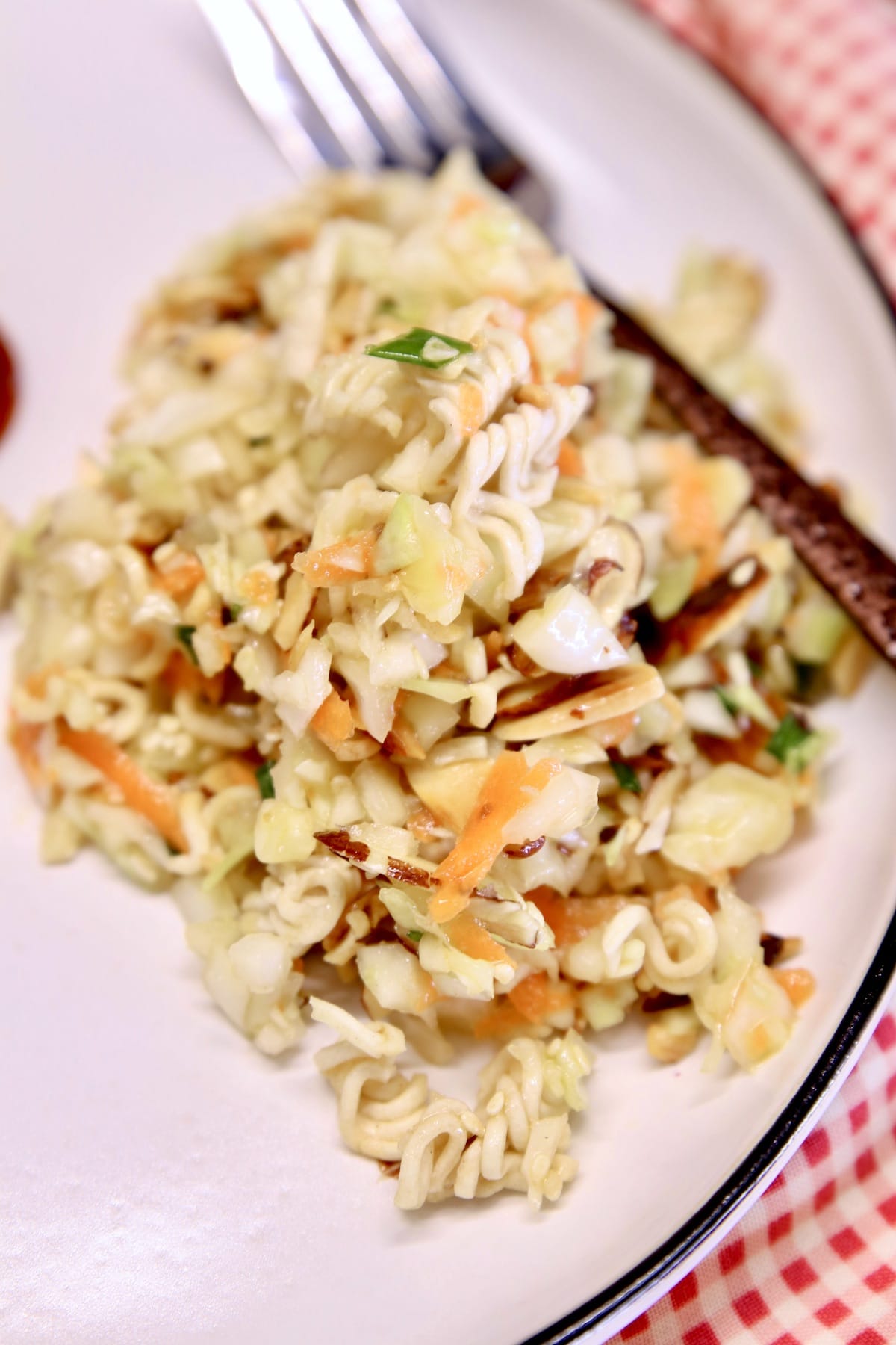 Plated ramen slaw.