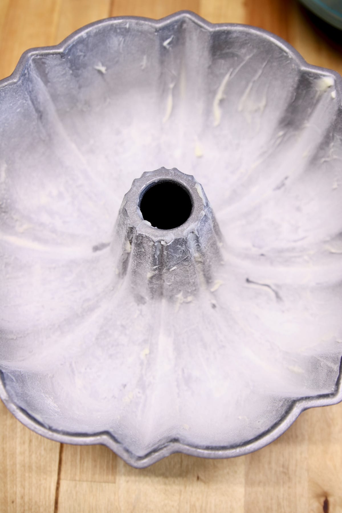 Floured bundt pan.