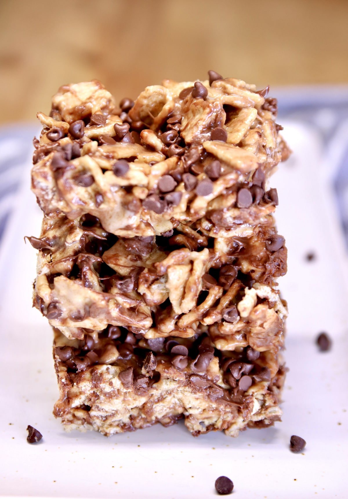 Stack of no bake dessert bars.