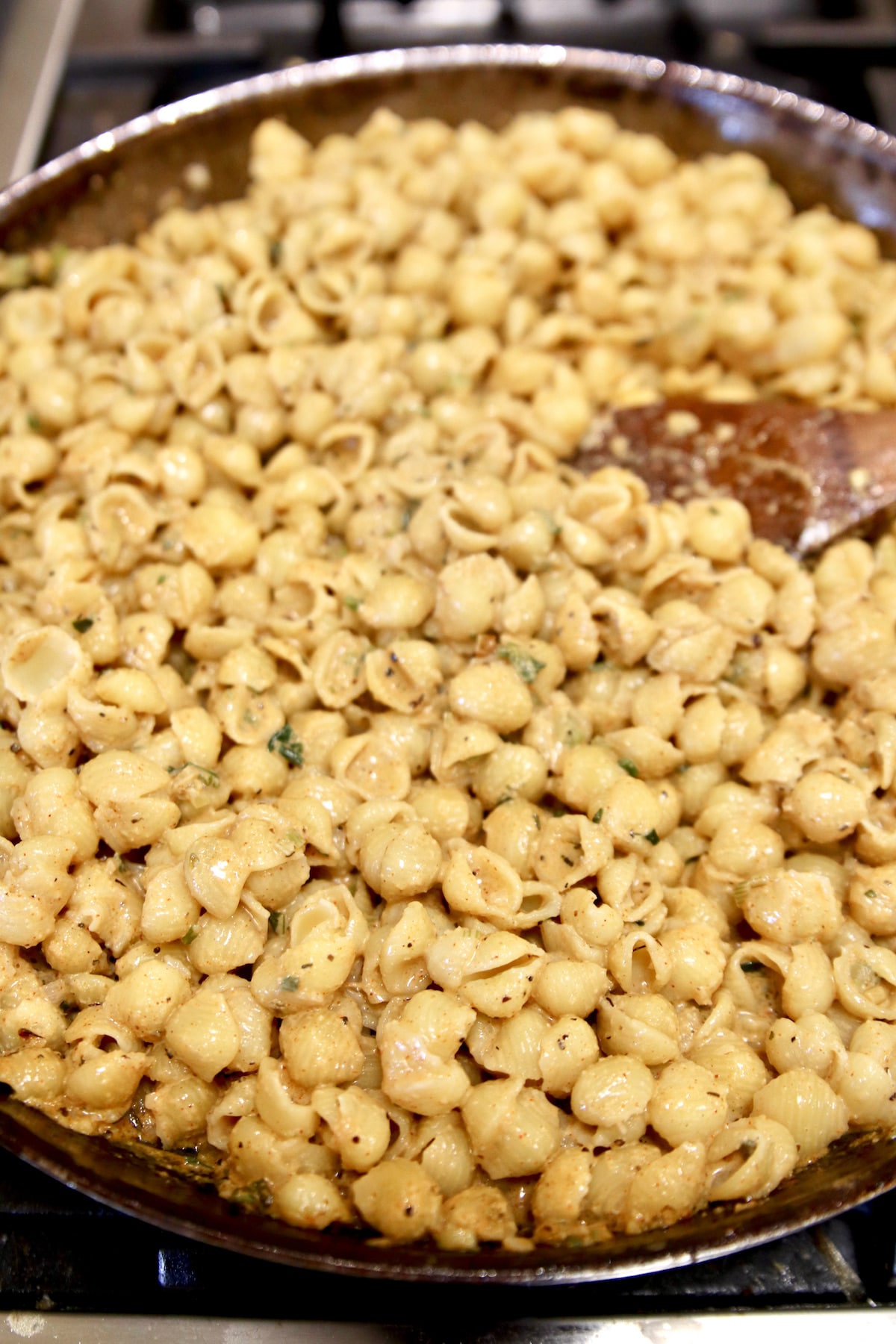 Small shells pasta with creamy Cajun sauce.