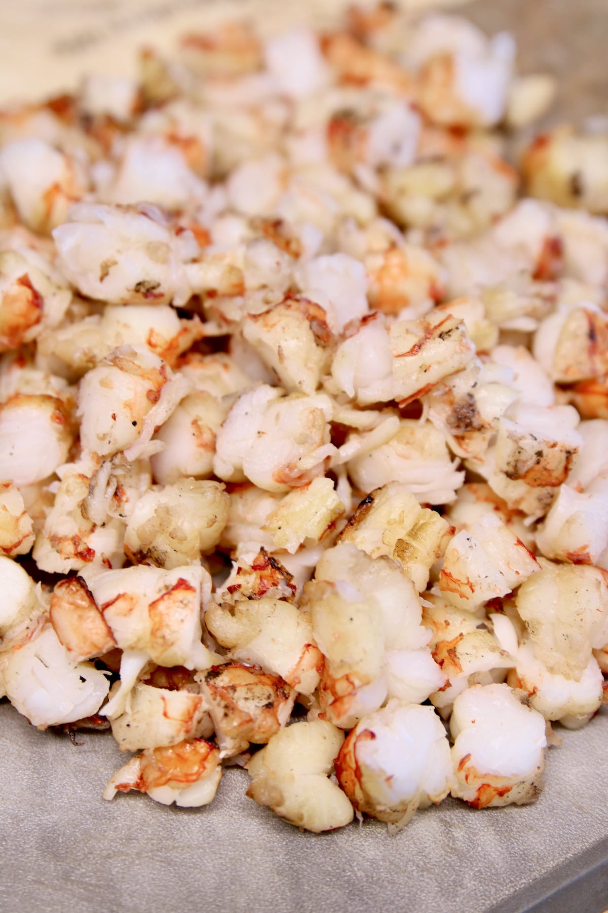 Chopped up shrimp.