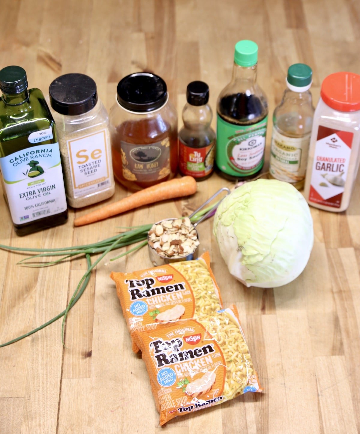 Ingredients for Asian Ramen Slaw.