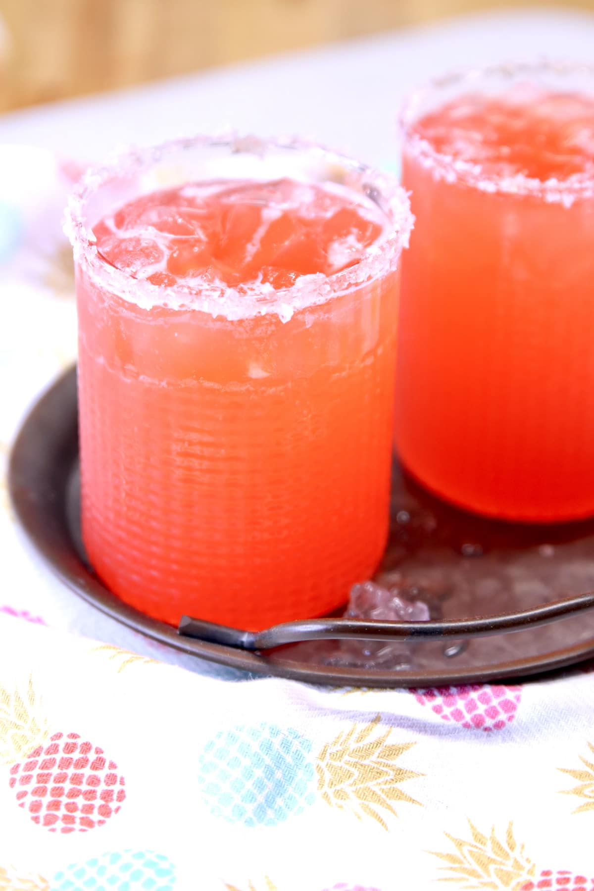 2 glasses of red punch.