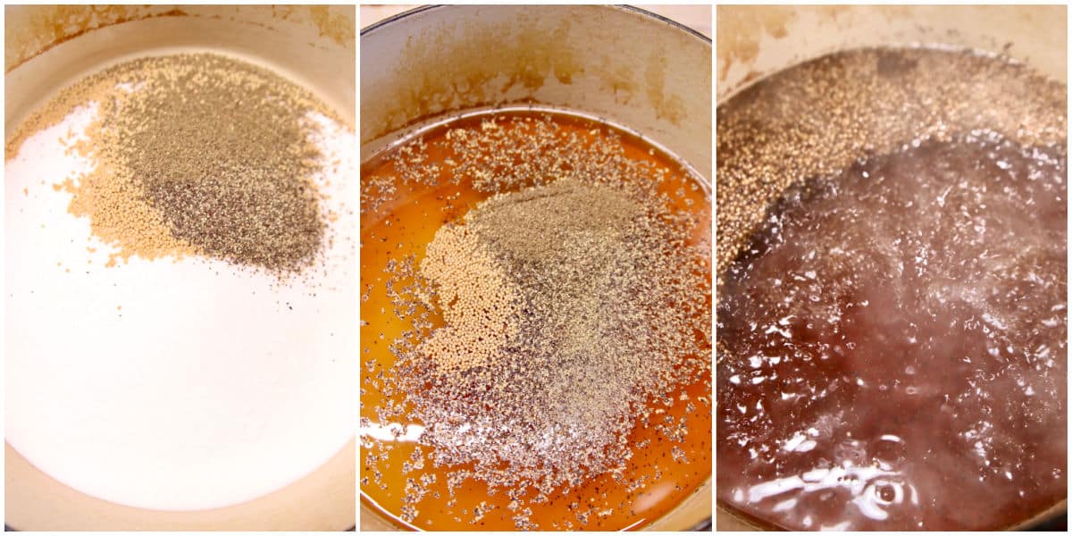 Collage making sweet brine for relish.