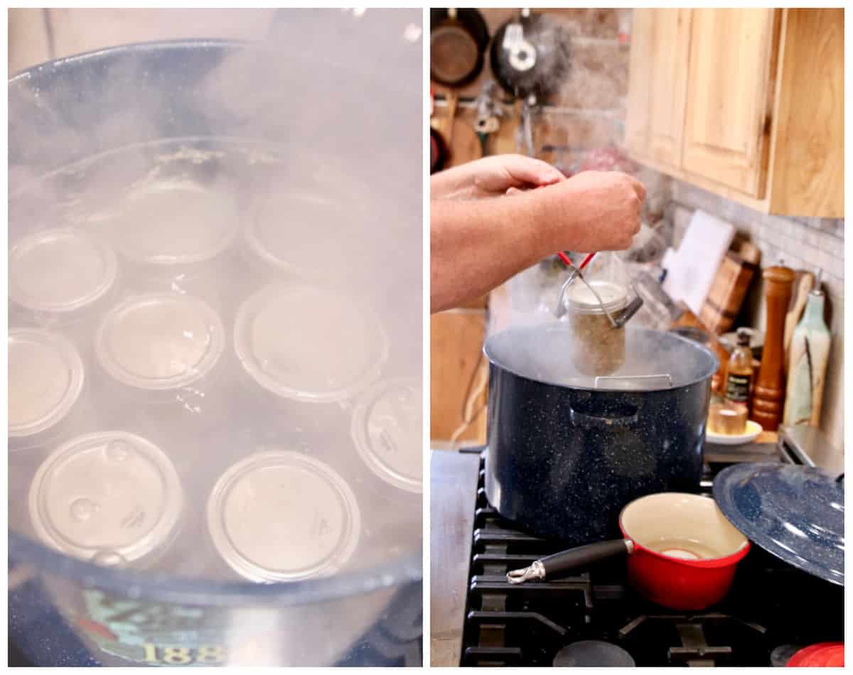 Processing jars of relish.