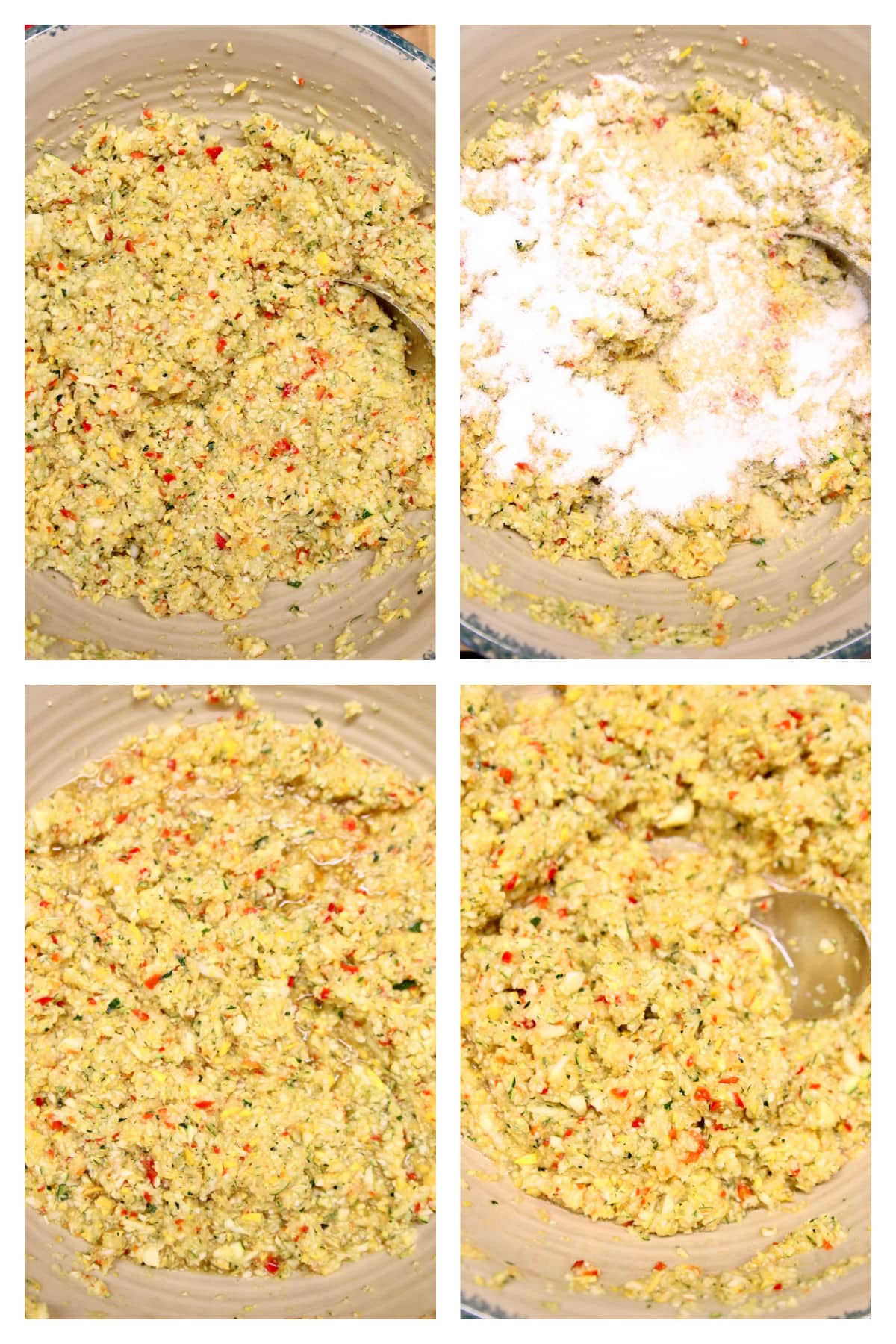 Salting ground squash for relish- collage.