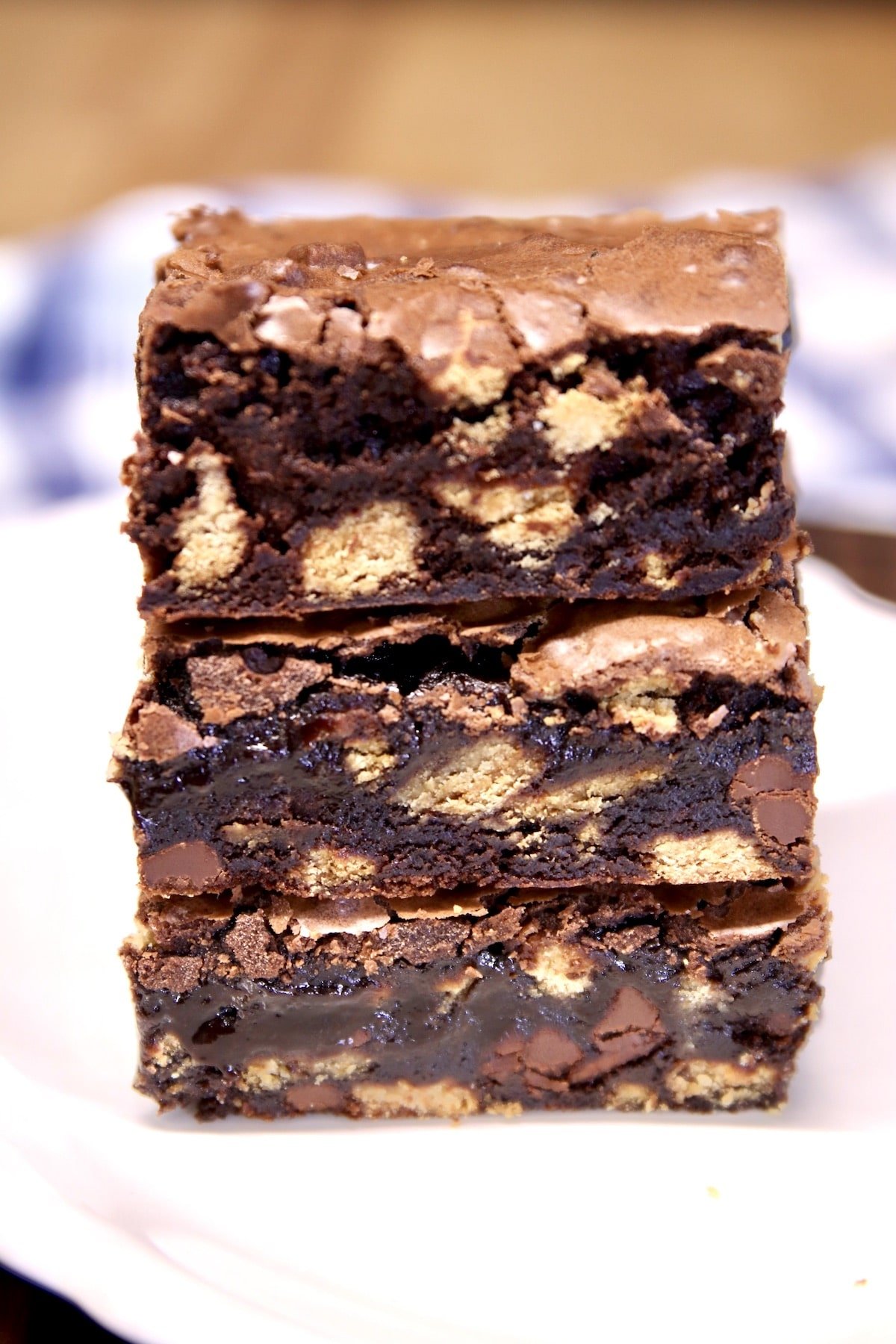 Stack of 3 Nutter Butter Brownines.