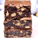 Stack of nutter butter brownies.