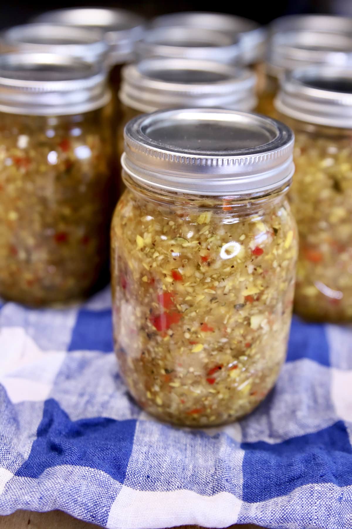 Jars of squash relish.