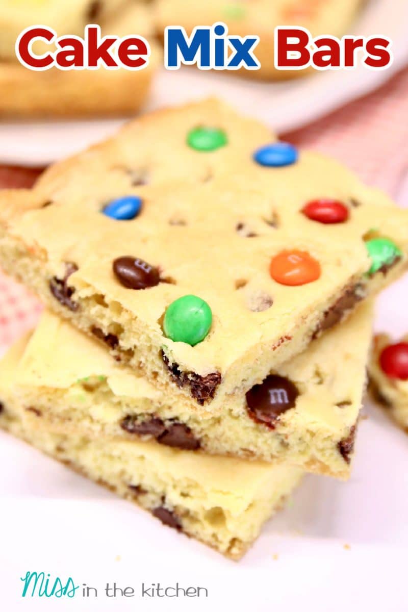 Cake Mix Bars stacked - text overlay.
