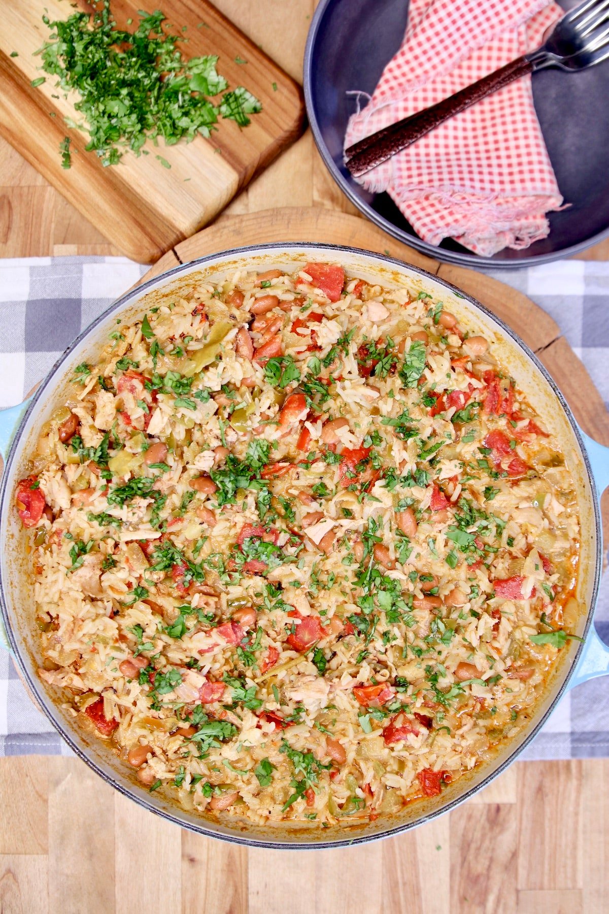 Pan of Spanish Chicken and Rice. 