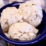 Bowl with 3 scoops of cinnamon ice cream.