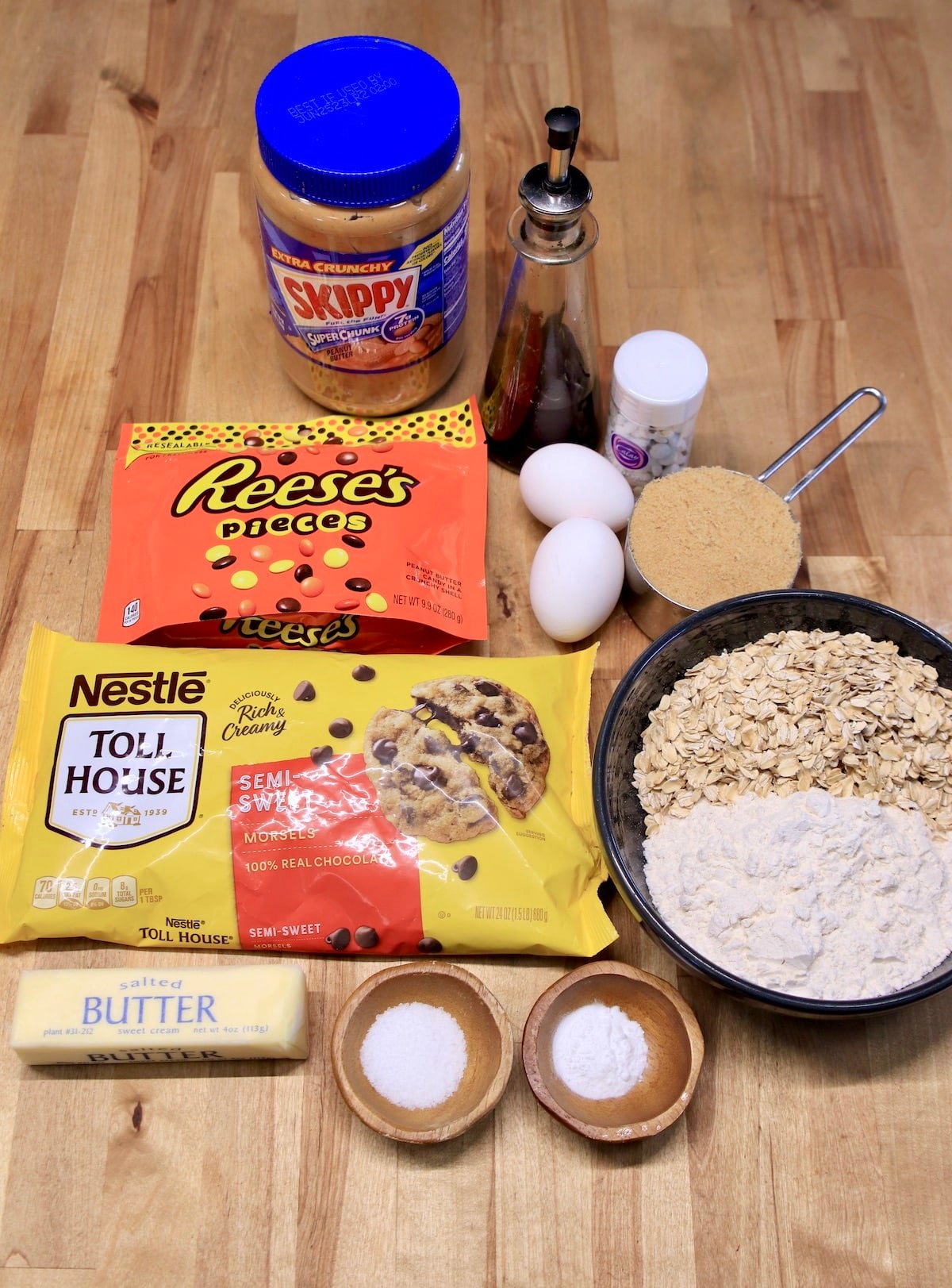 Ingredients for Monster Cookies.