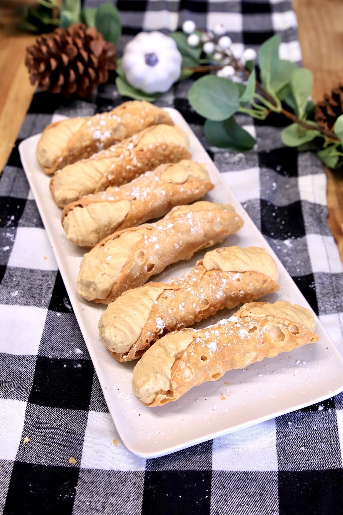 Pumpkin Cannoli on a platter.