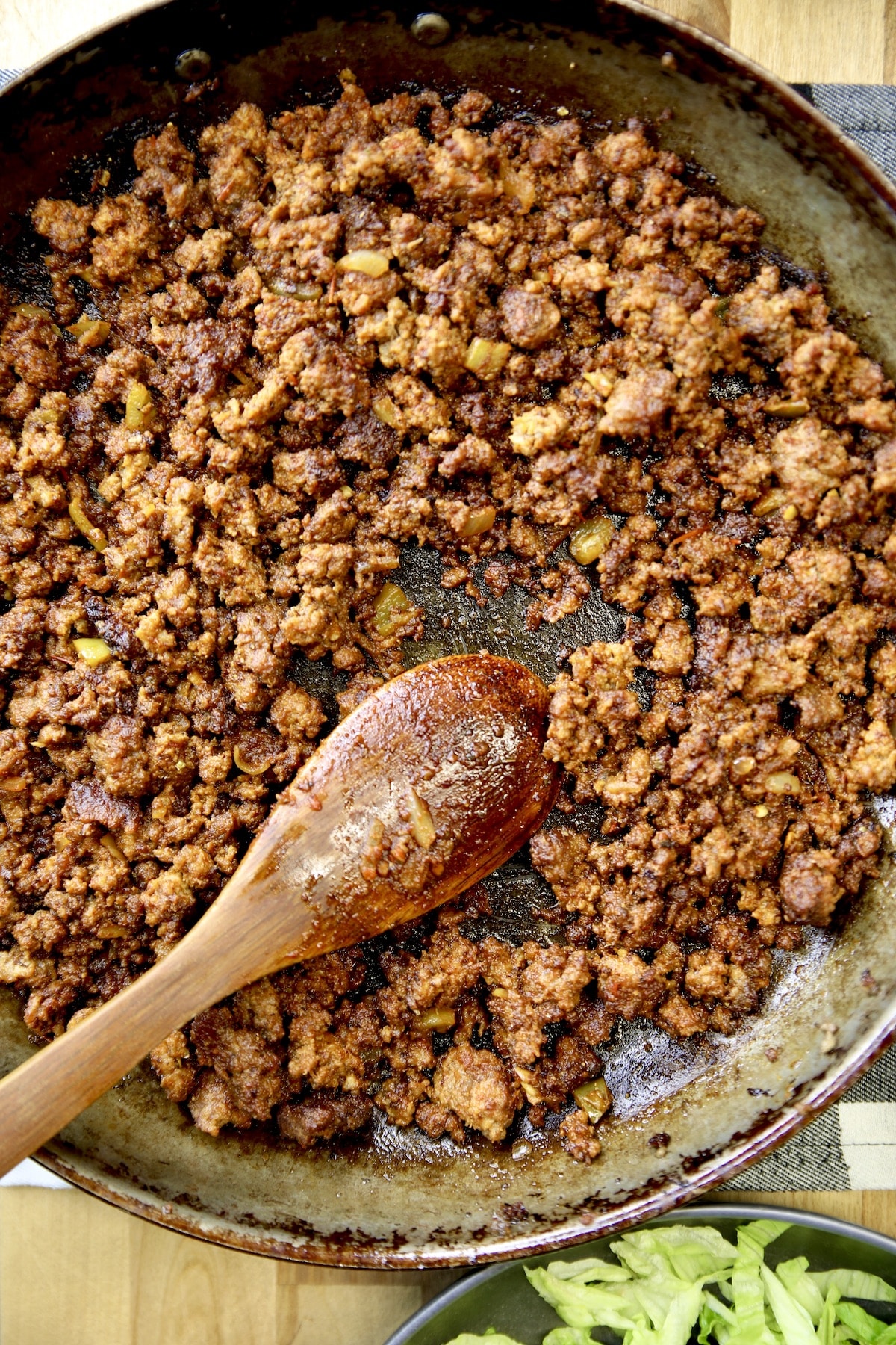 Ground Beef Taco Meat in a skillet.